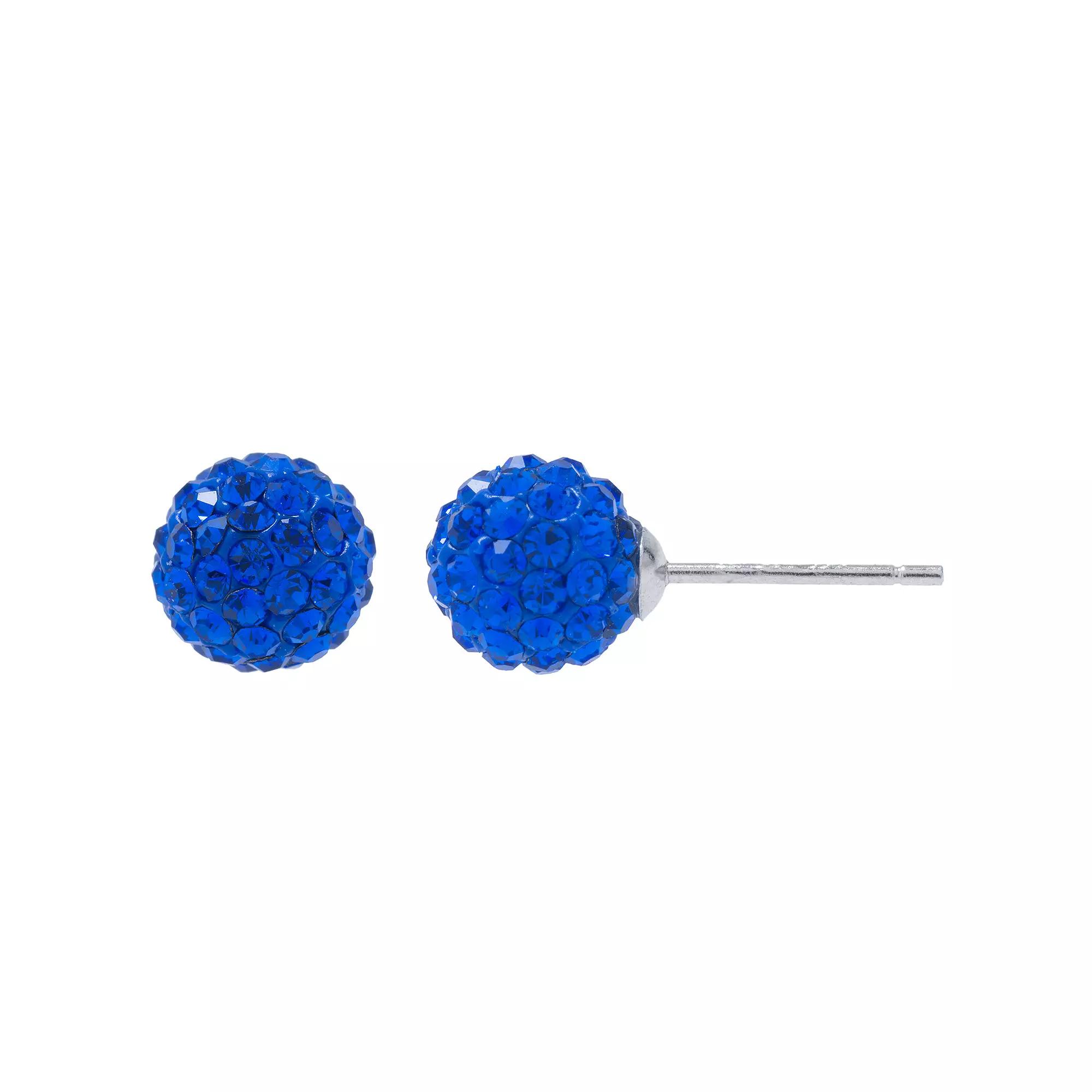 Main and Sterling Sterling Silver Crystal Ball Stud Earrings, Women's, Size: 6MM, Blue Product Image