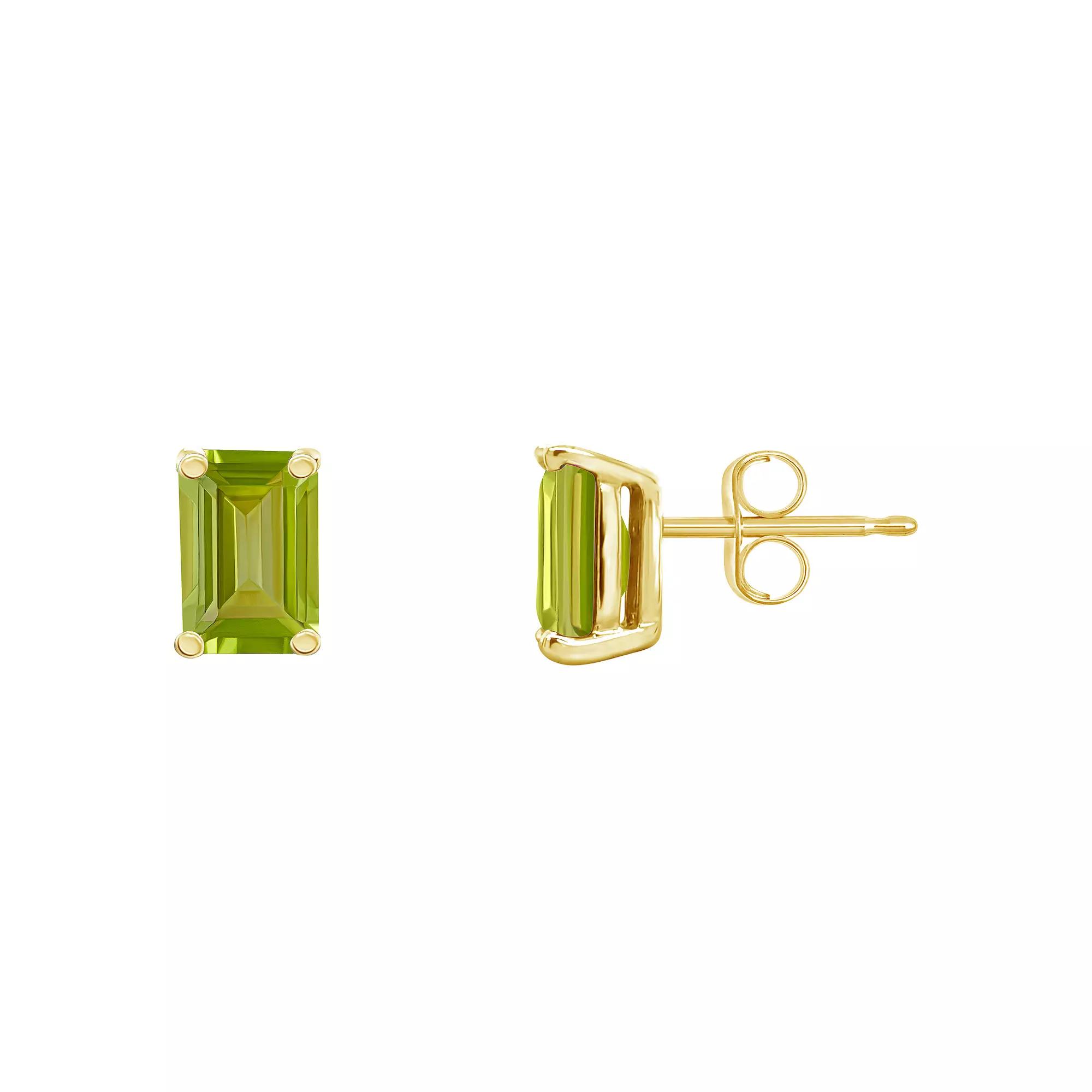 Celebration Gems 14k Gold Emerald Cut Peridot Stud Earrings, Women's, 14k Whgold Product Image