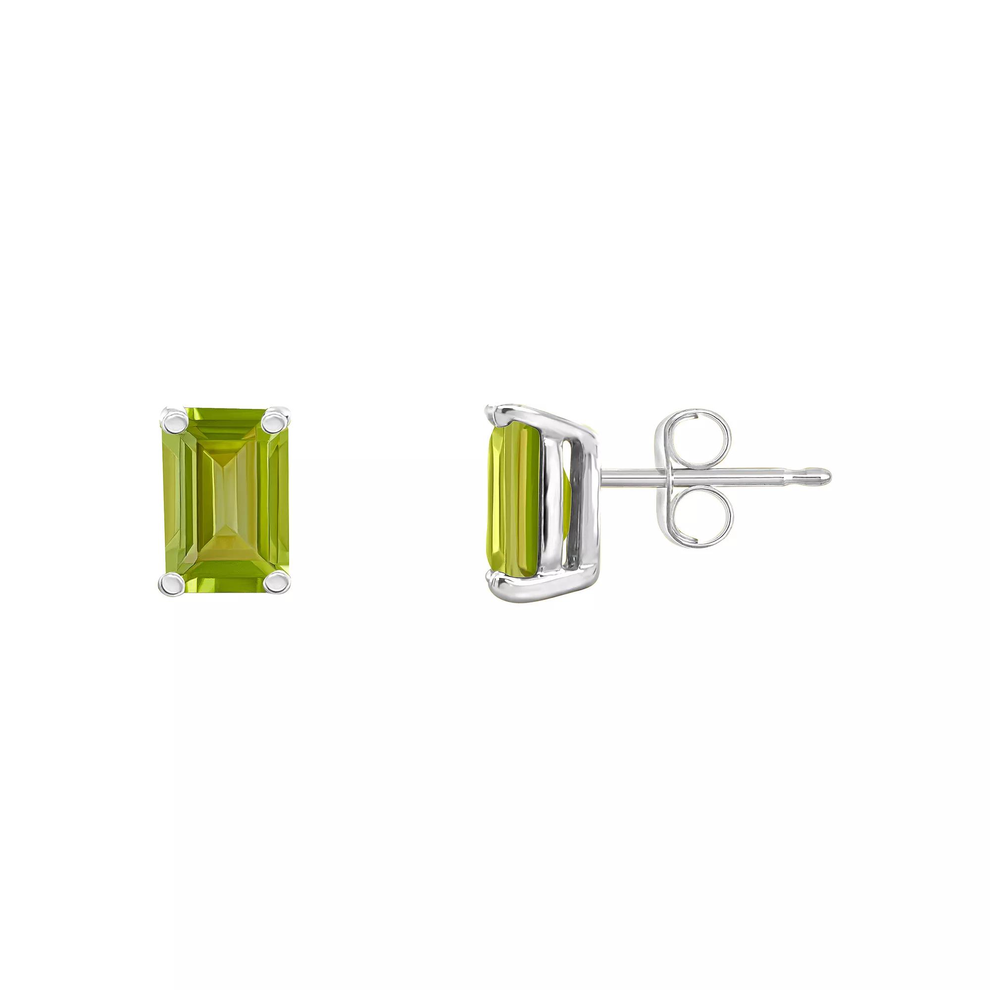 Celebration Gems 14k Gold Emerald Cut Peridot Stud Earrings, Women's, 14k Whgold Product Image