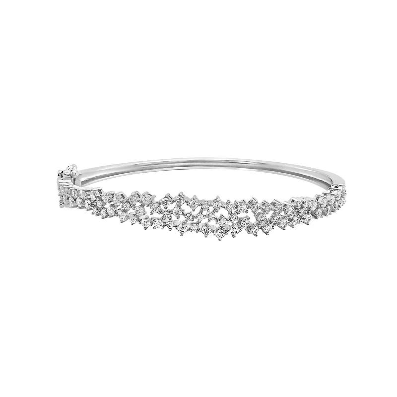 Sterling Silver Cubic Zirconia Cluster Bangle Bracelet, Women's,  Product Image
