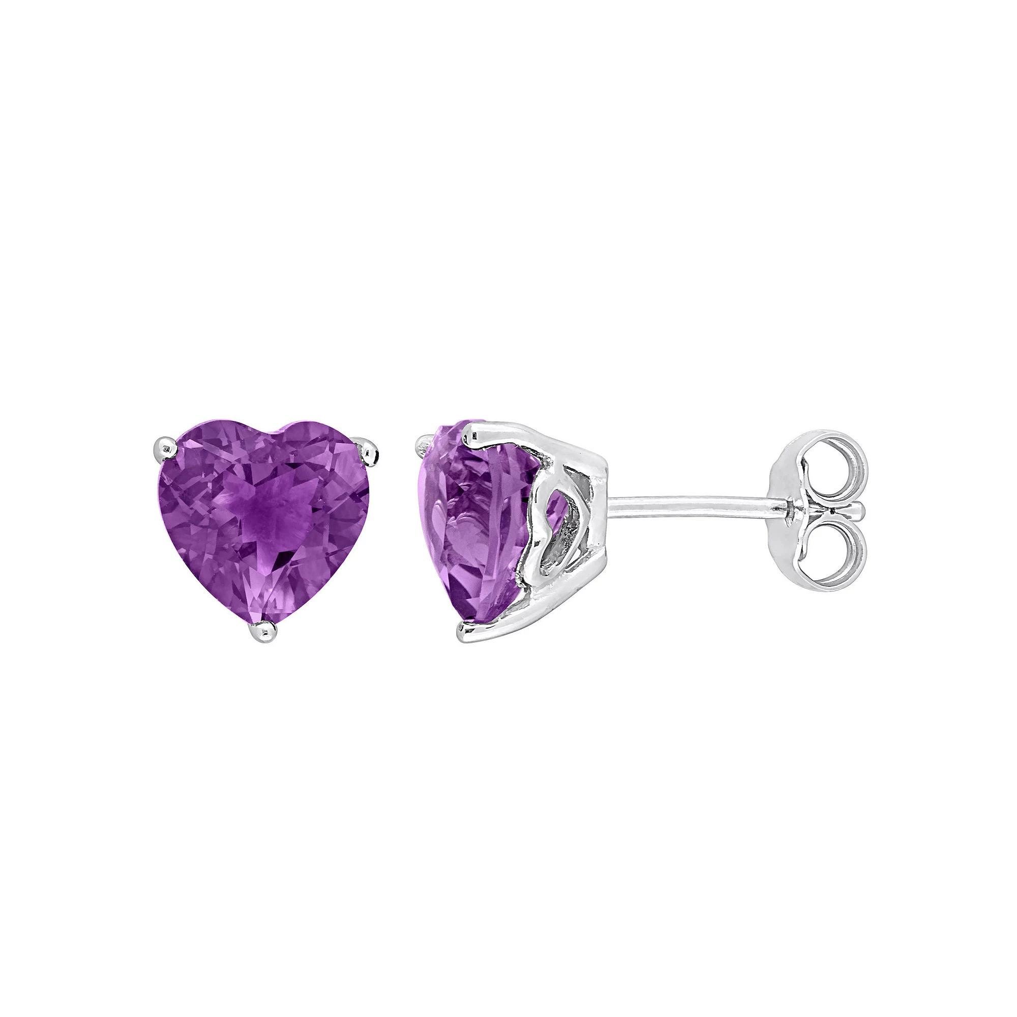 Stella Grace Sterling Silver & Gemstone Heart Stud Earrings, Women's, Purple Product Image