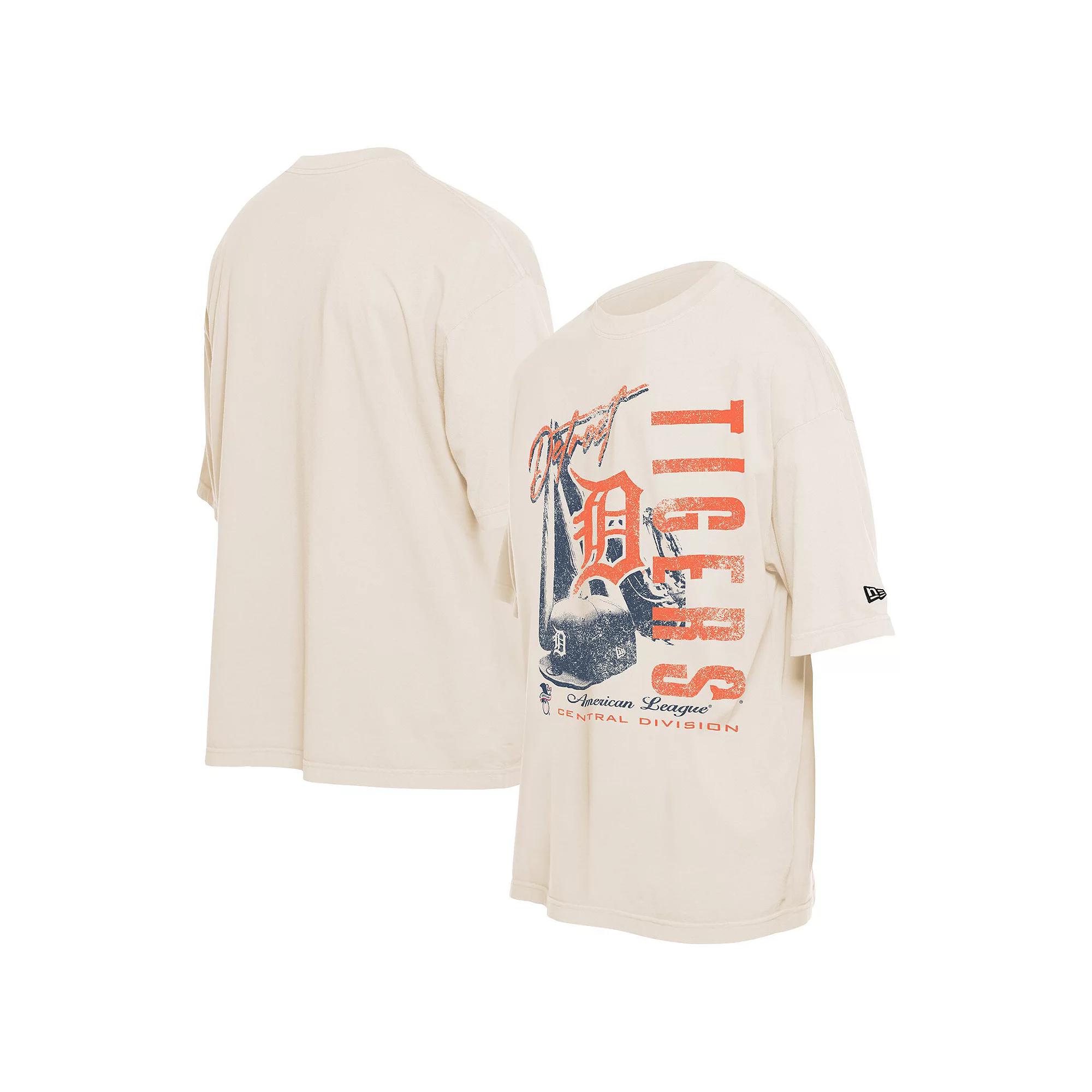 Men's New Era Cream Detroit Tigers Cooperstown Collection Oversized Throwback Distressed T-Shirt, Size: 2XL, Beige Product Image