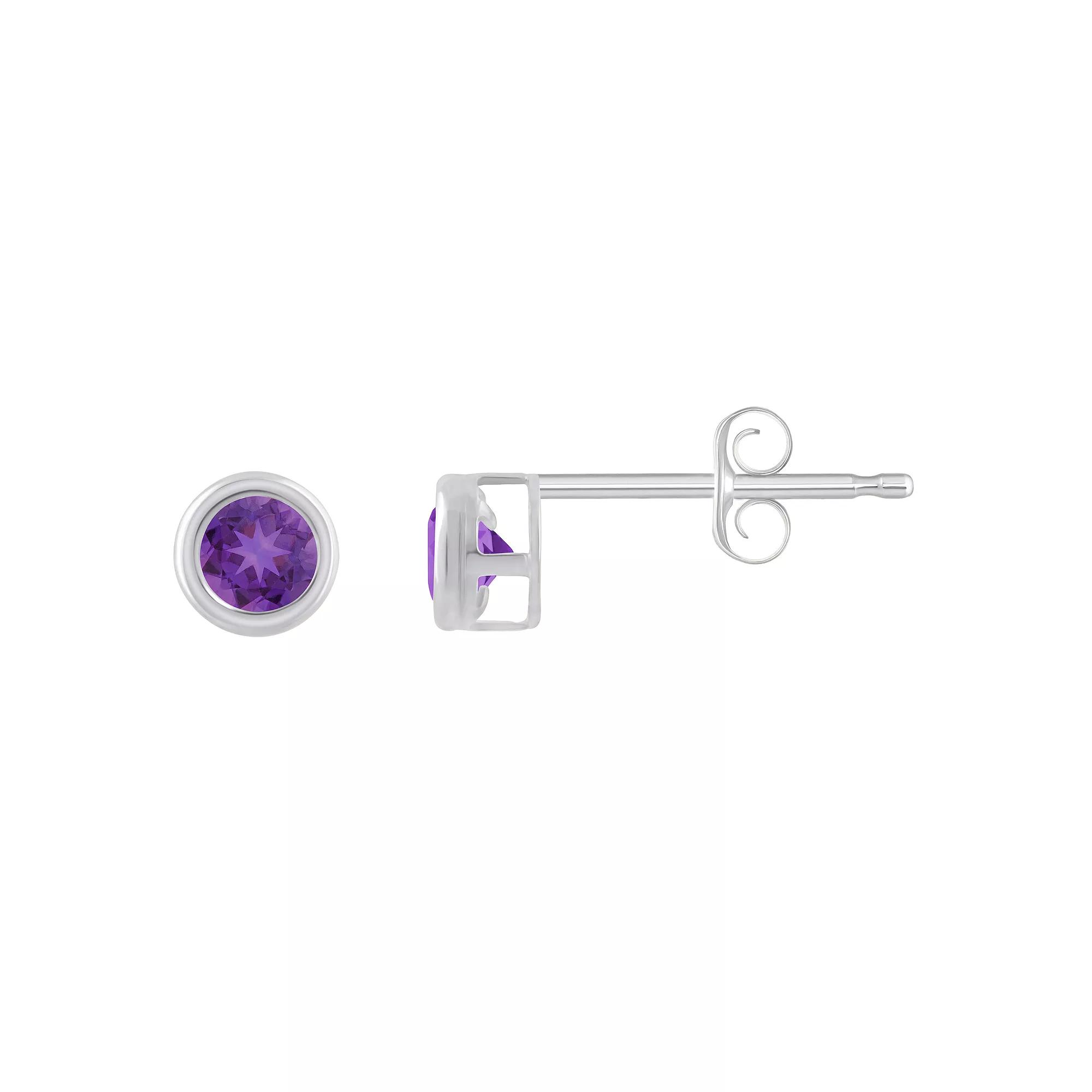 Celebration Gems 10k White Gold 3 mm Round Gemstone Stud Earrings, Women's, Black Product Image