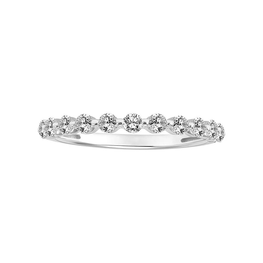 Love Always Sterling Silver Lab-Created White Sapphire Shared-Prong Wedding Anniversary Band, Women's, Size: 7 Product Image