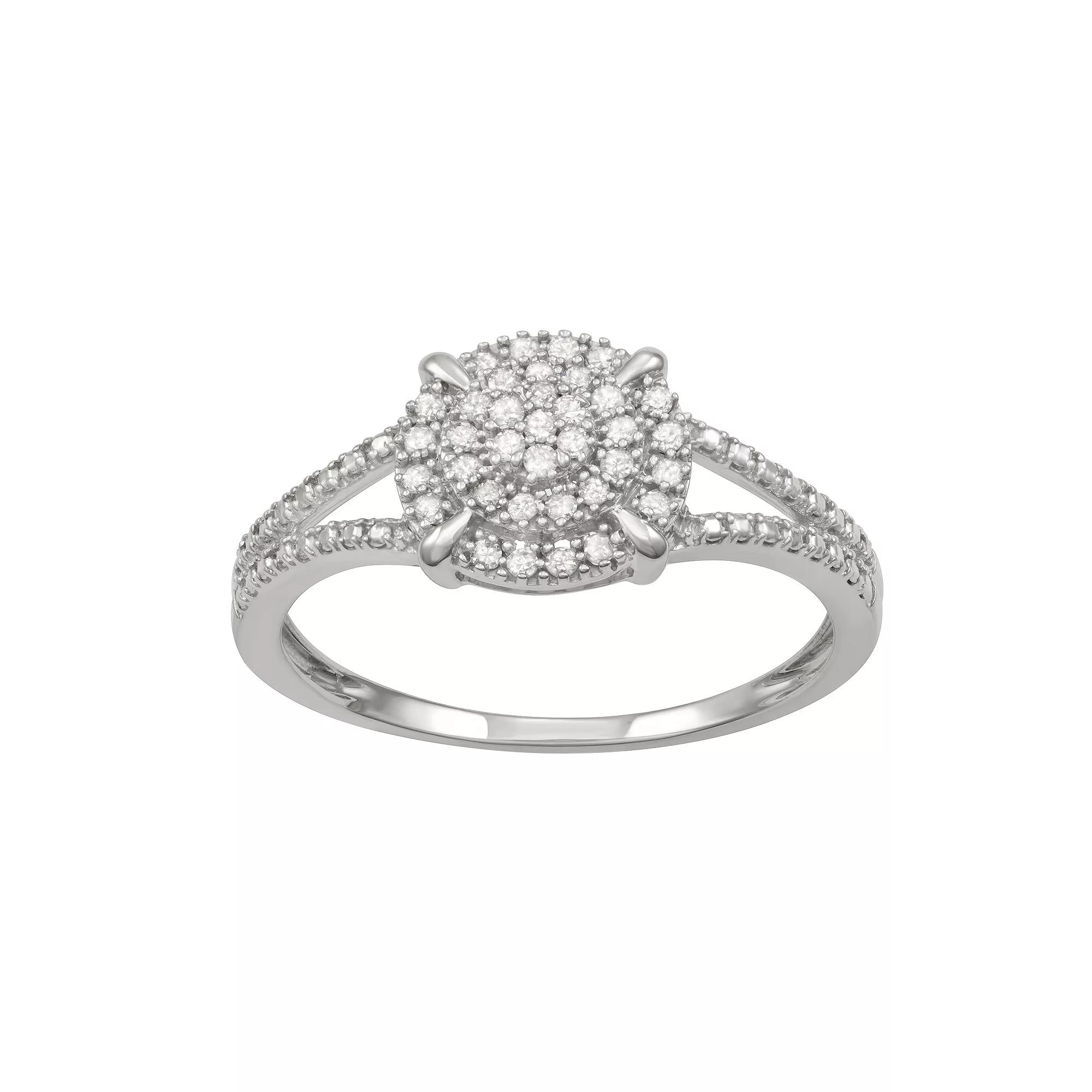 HDI Sterling Silver 1/5 Carat T.W. Diamond Cluster Ring, Women's, Size: 9 Product Image