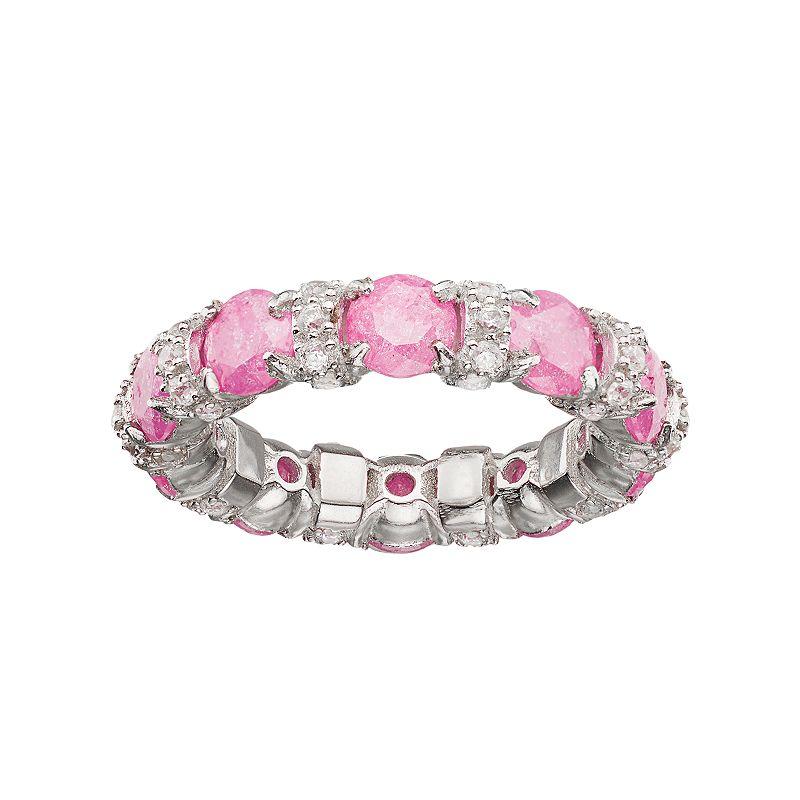 Sterling Silver Cubic Zirconia Eternity Ring, Women's, Size: 8, Pink Product Image