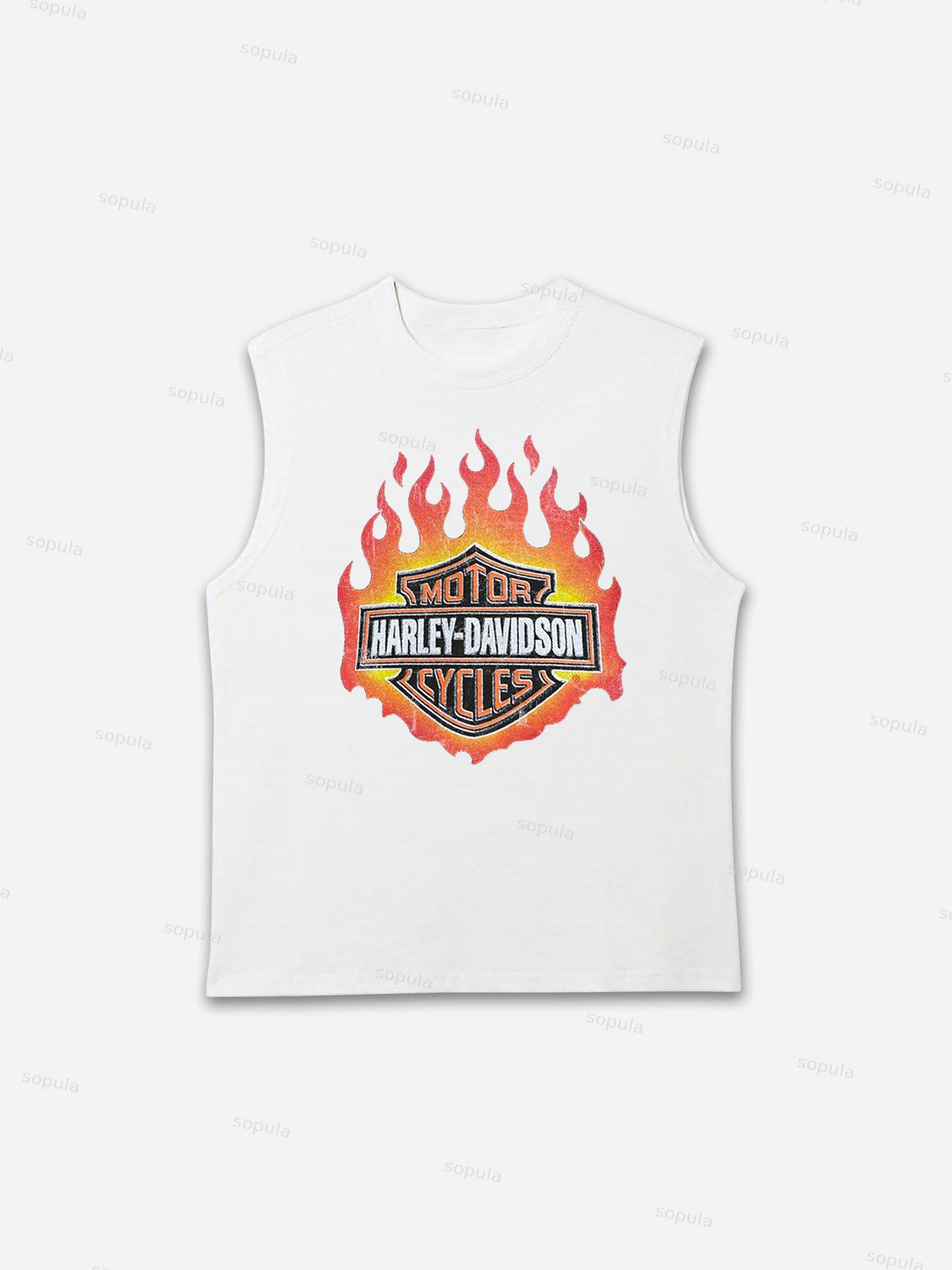 Sopula Vintage Flames Harley Davidson 90s Graphic Tank Top Product Image