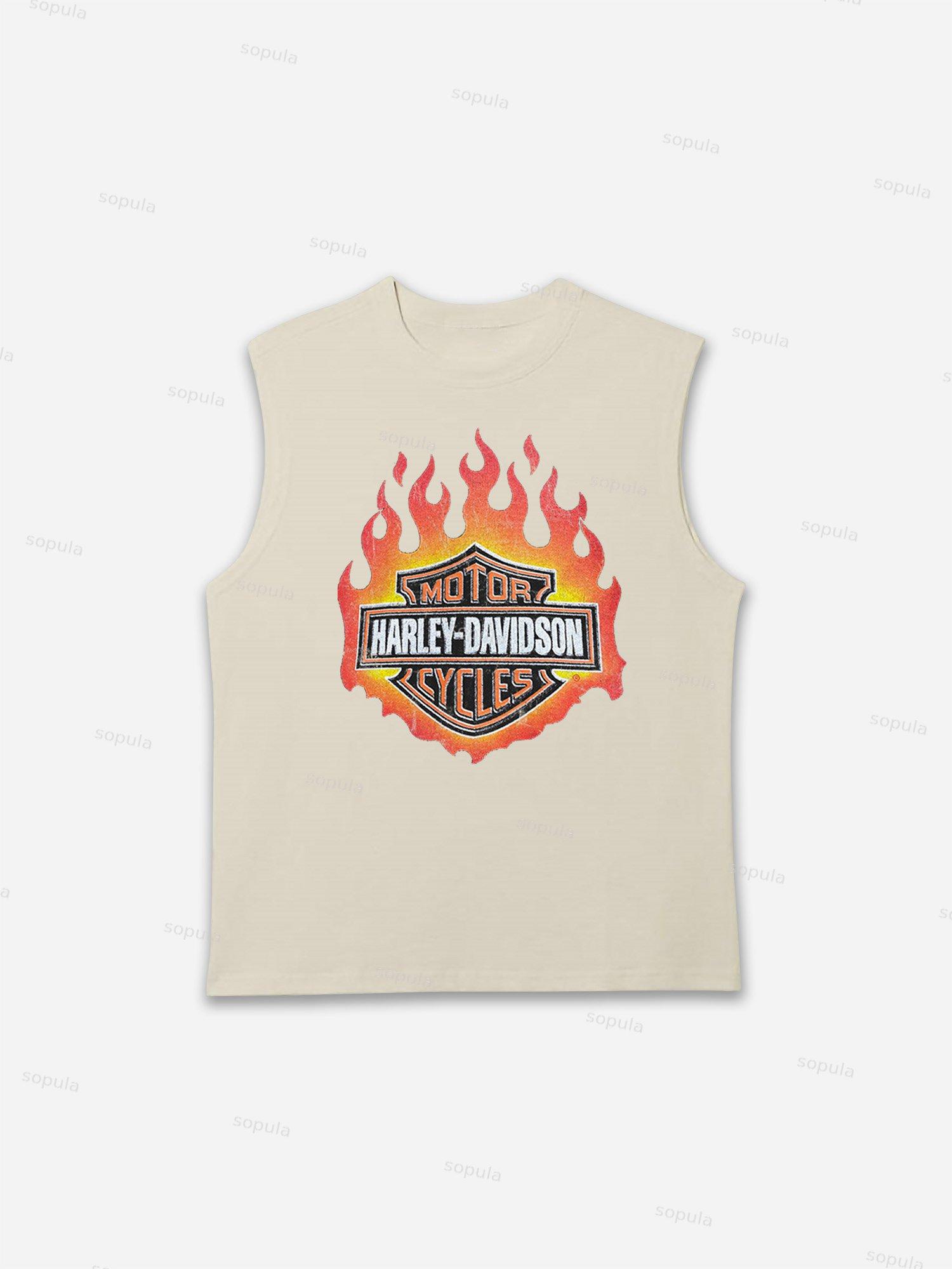 Sopula Vintage Flames Harley Davidson 90s Graphic Tank Top Product Image
