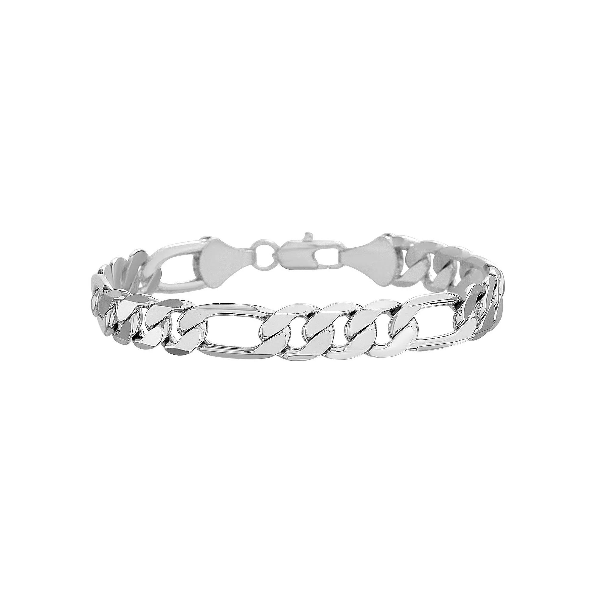 Men's 14k Gold Plated Figaro Chain Bracelet, Size: 8", 14k White Gold Over Product Image