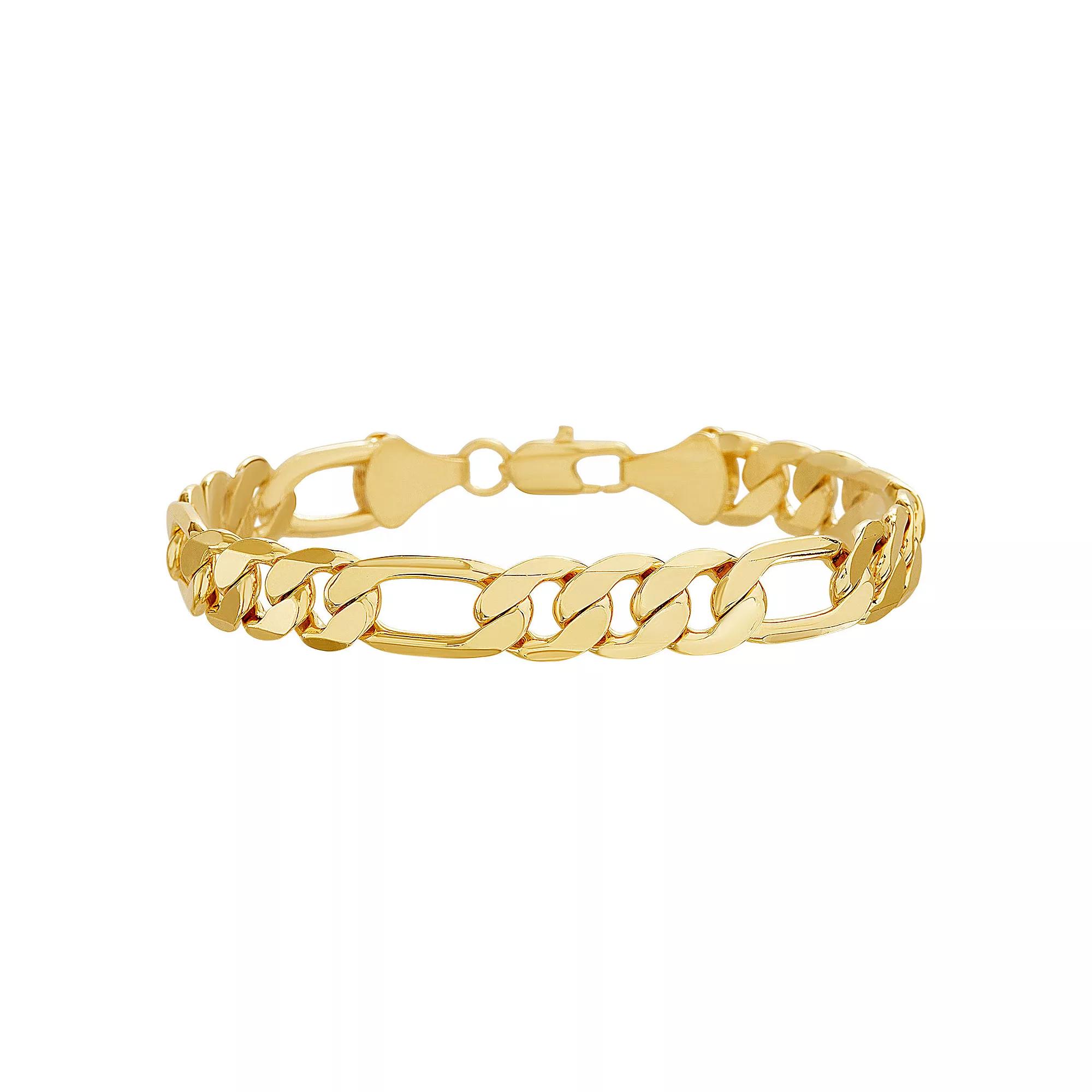 Men's 14k Gold Plated Figaro Chain Bracelet, Size: 8", 14k Gold Over Product Image