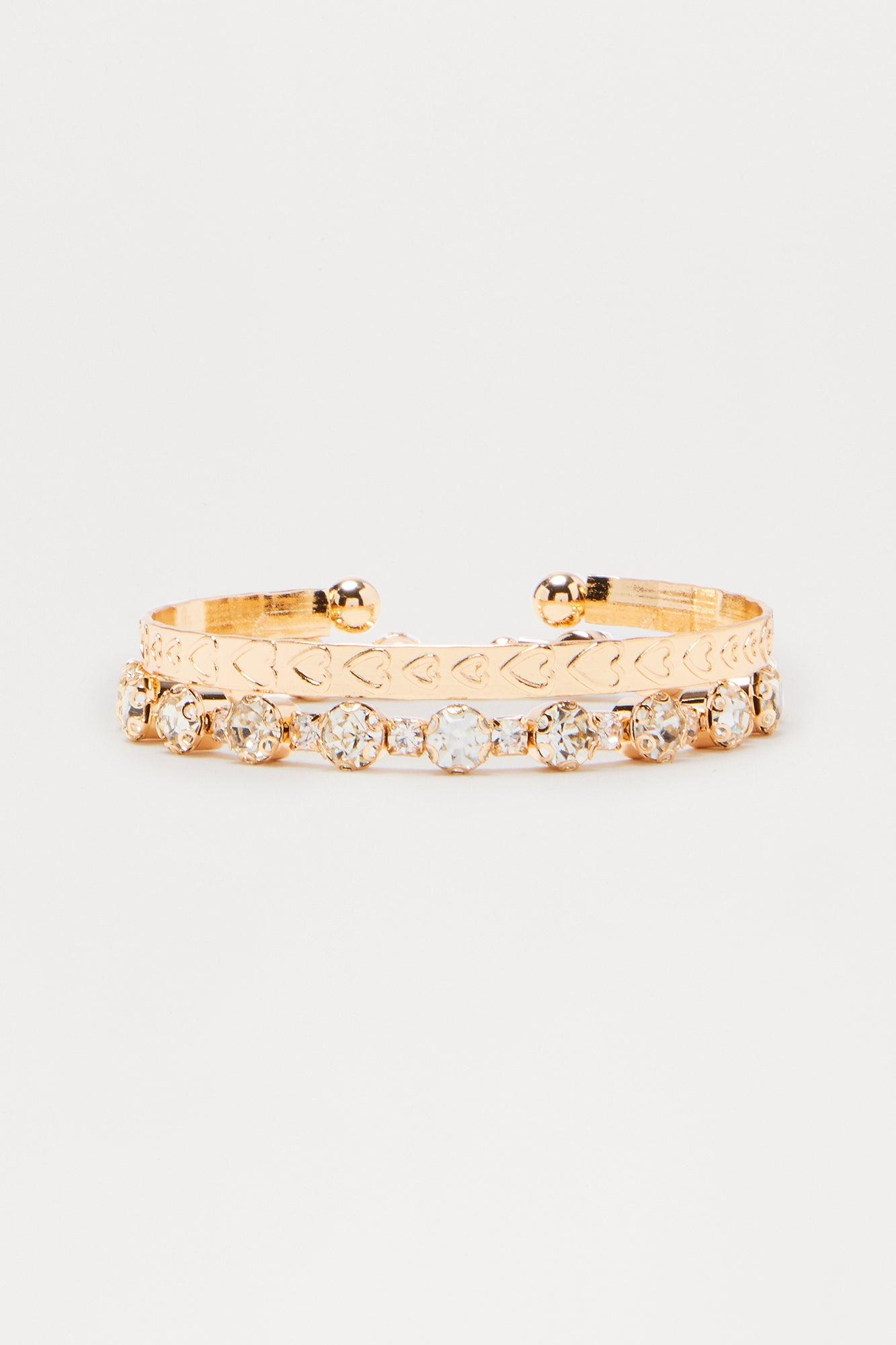Molly Rhinestone 2 Piece Bracelet Set - Gold Female Product Image