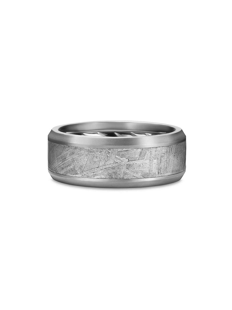 Mens Beveled Band Ring in Grey Titanium Product Image