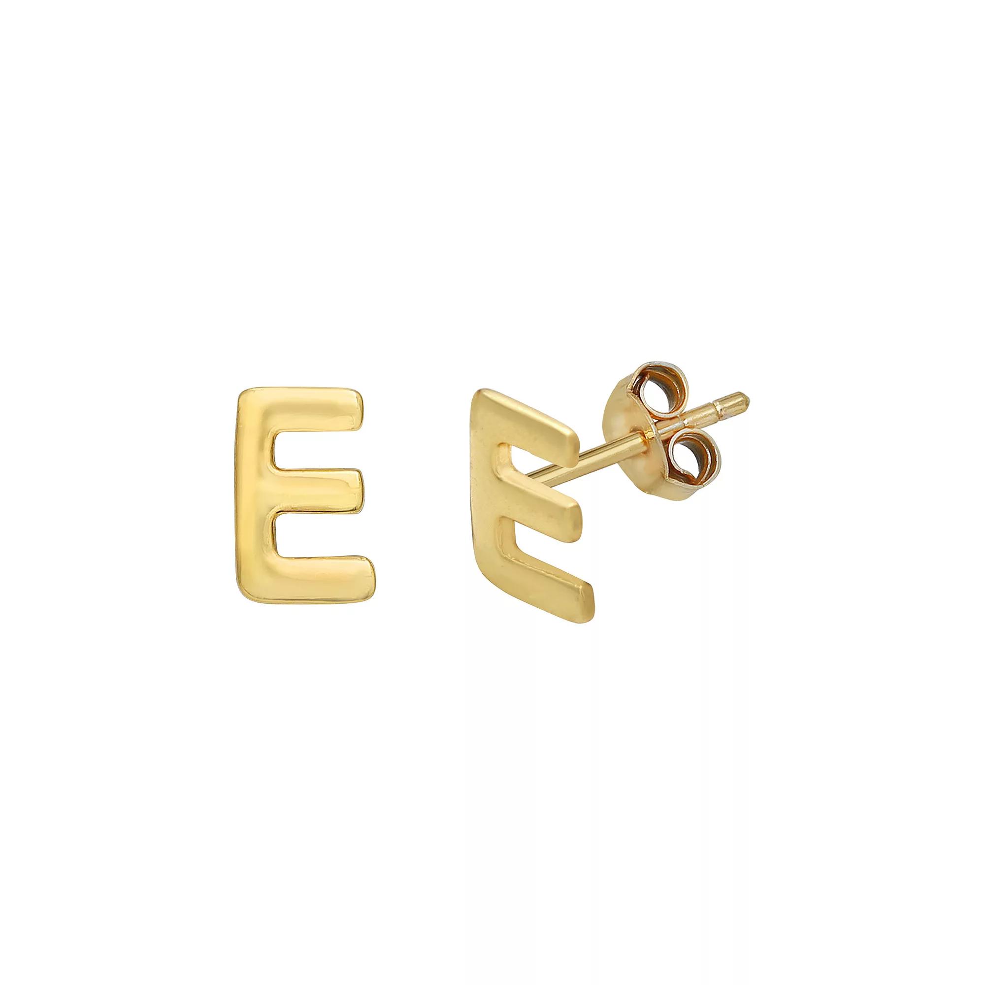 PRIMROSE Sterling Silver Initial Stud Earrings, Women's, Gold Tone C Product Image