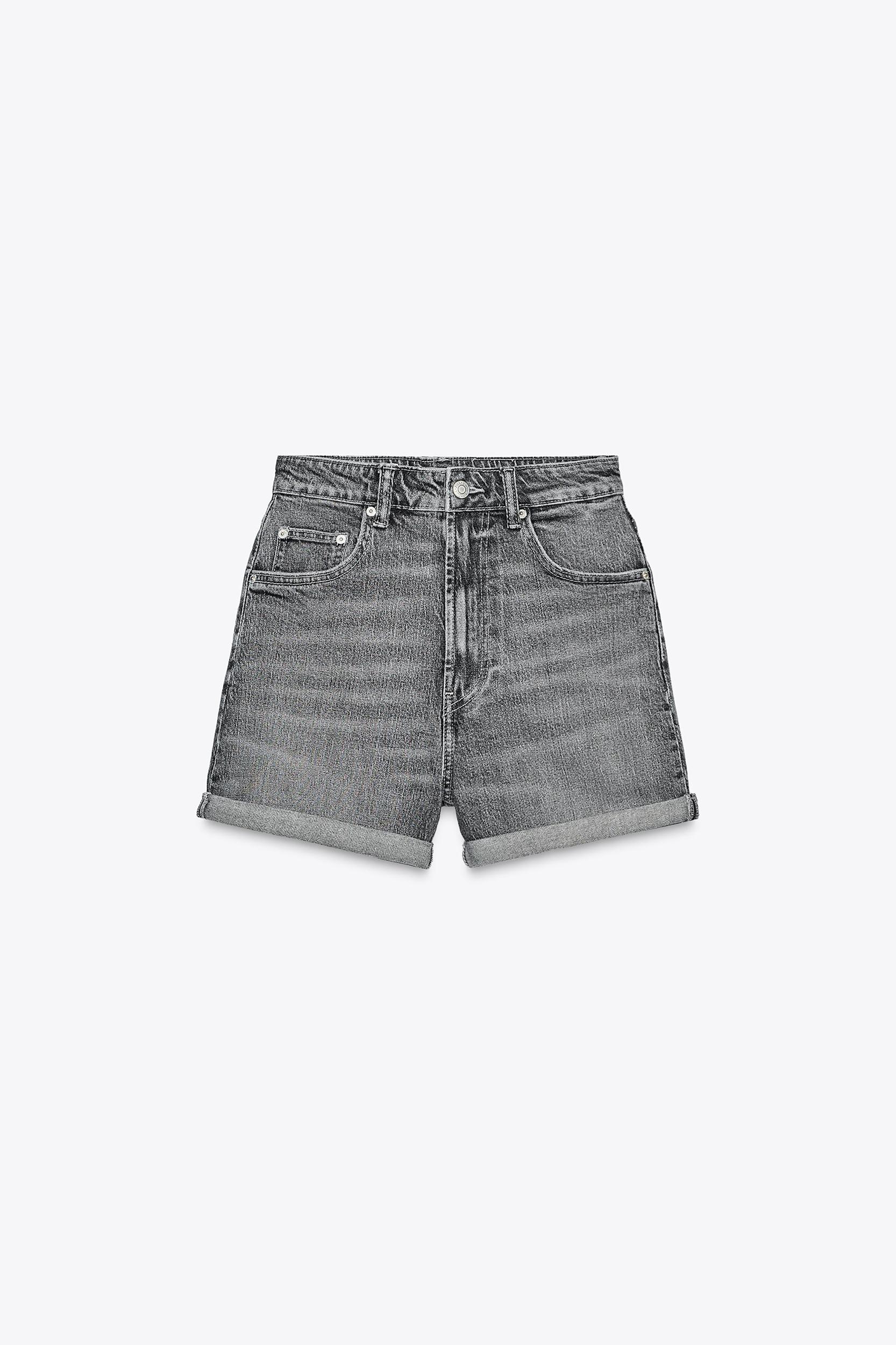 TRF HIGH-WAISTED MOM FIT DENIM SHORTS Product Image