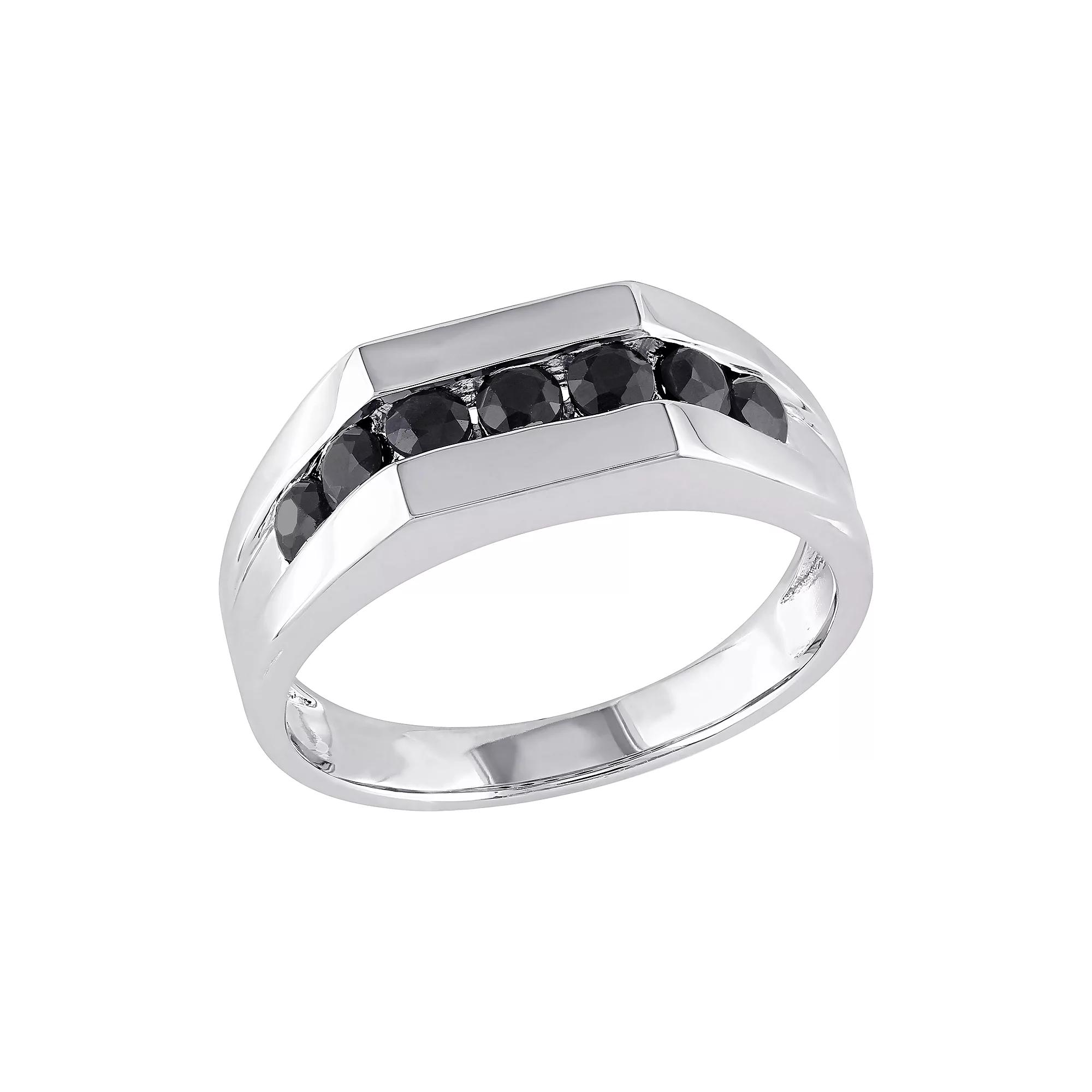 Stella Grace Sterling Silver Black Sapphire Men's Ring,  Product Image