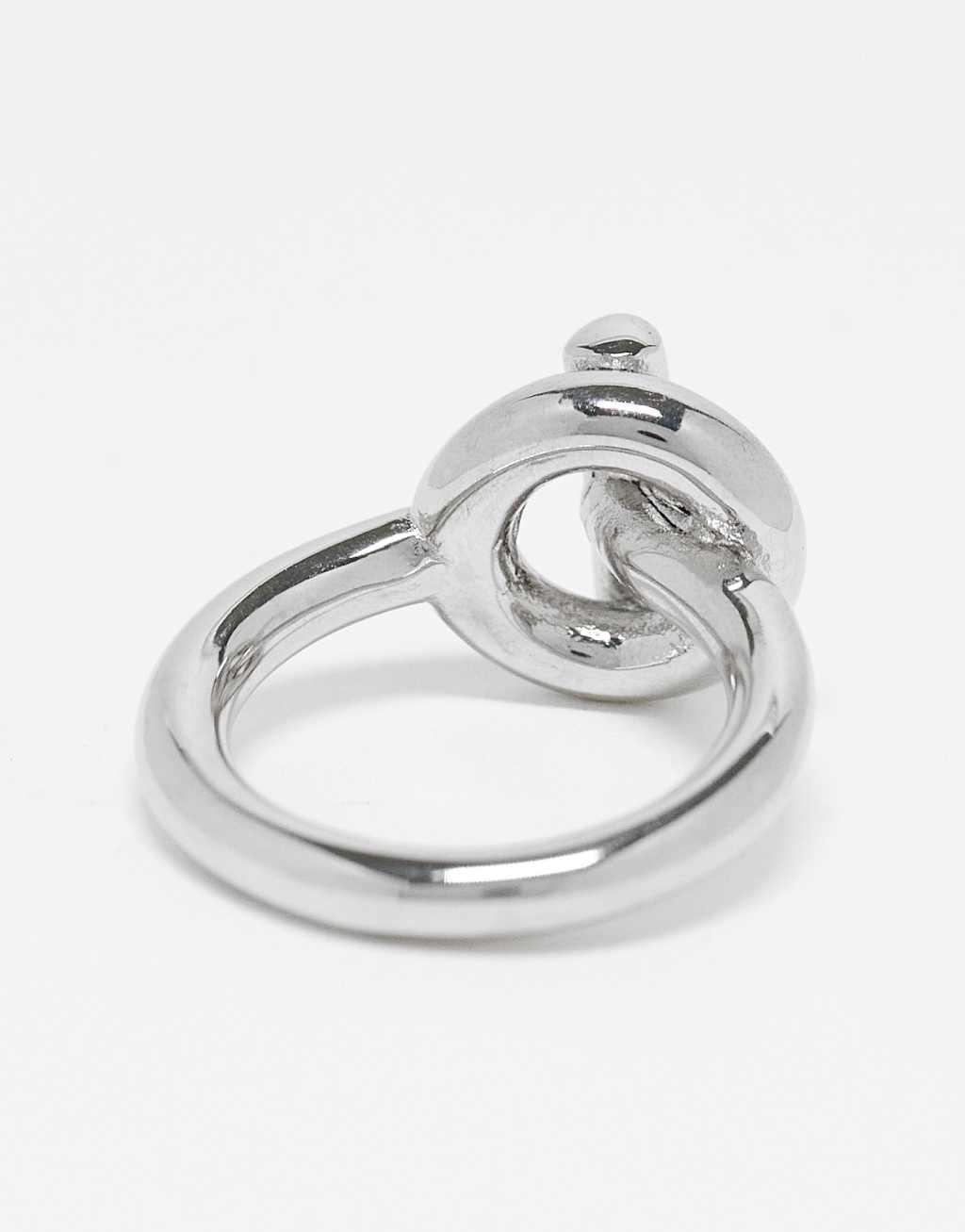 ASOS DESIGN waterproof stainless steel tbar ring in silver tone Product Image