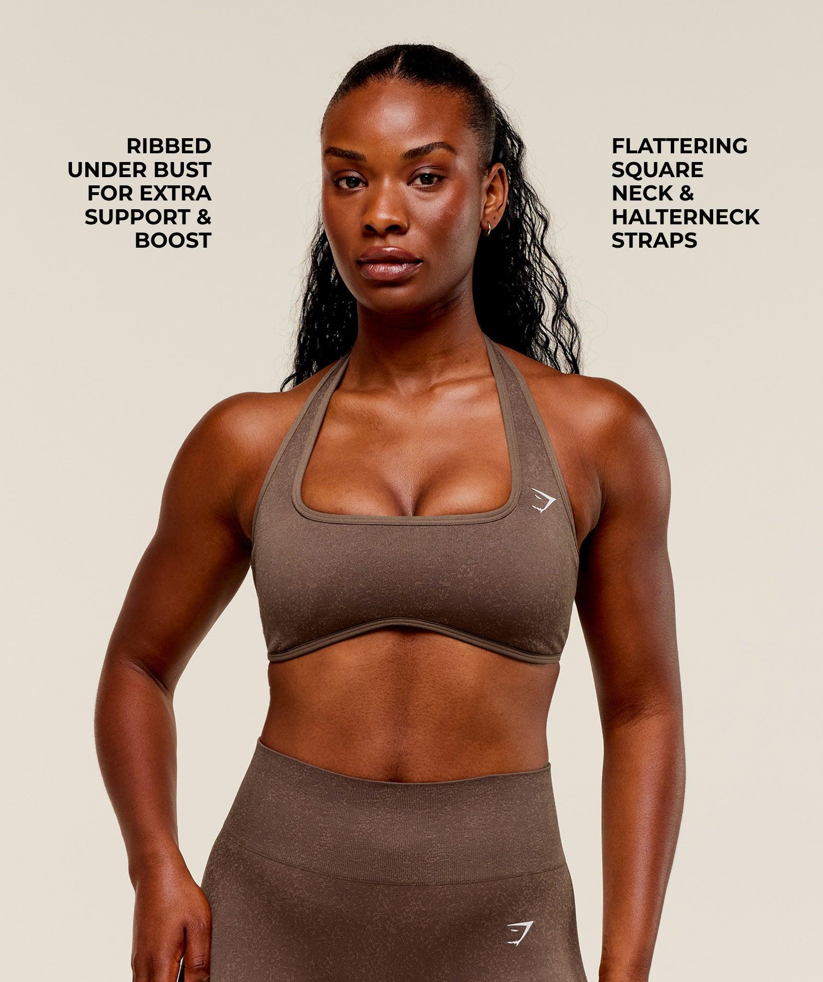 Gymshark Adapt Fleck x Whitney Halterneck Sports Bra - Soft Brown/Chestnut Pink Female Product Image