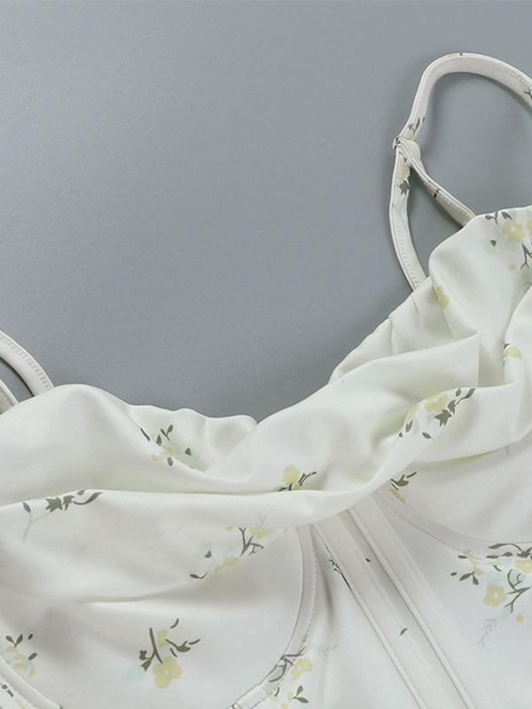 Ditsy Floral Print Stacked Neck Corset Top Product Image