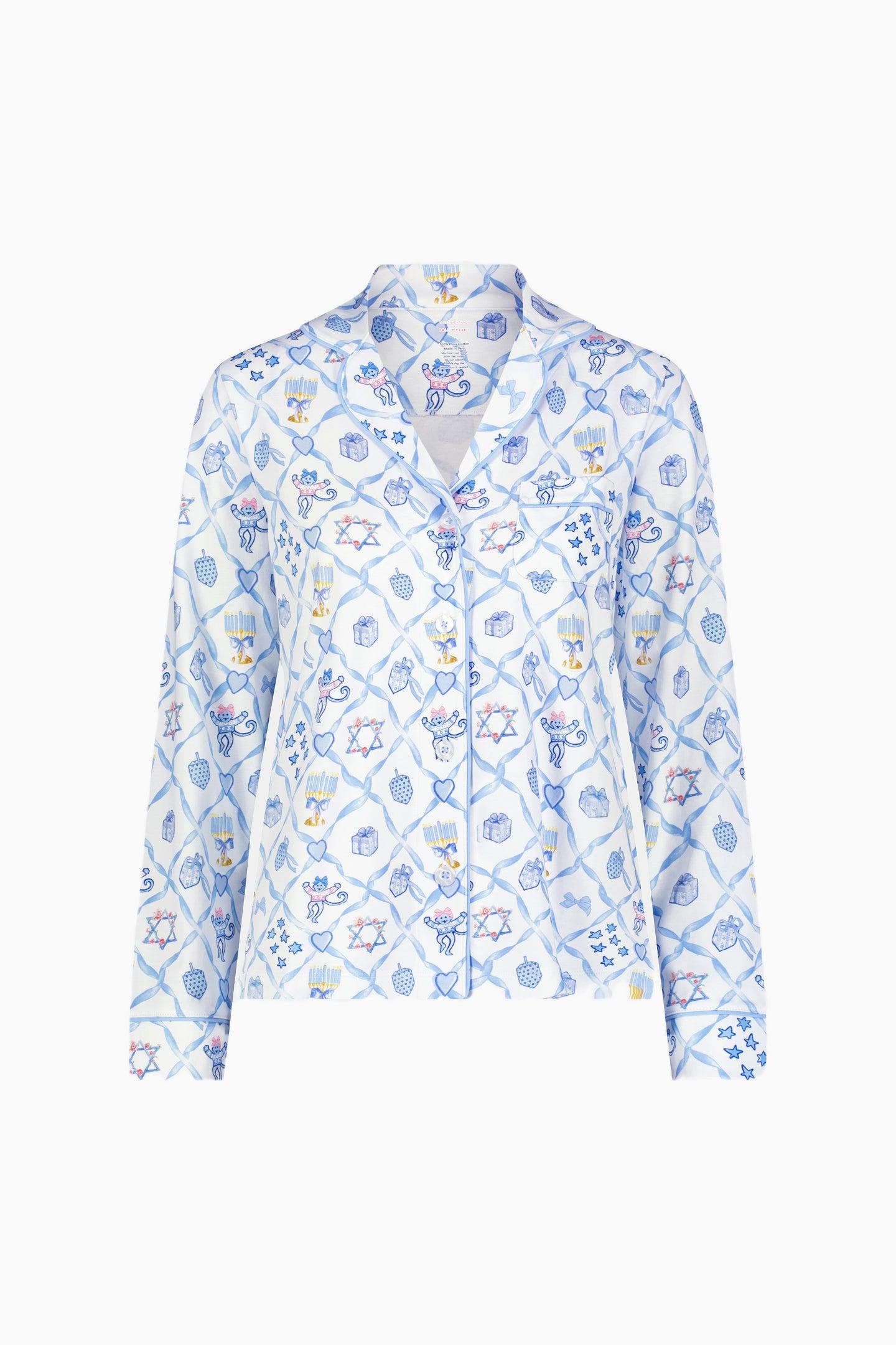 LoveShackFancy x Roller Rabbit Mens Starry Nights Lattice Long Sleeve Pajamas Product Image