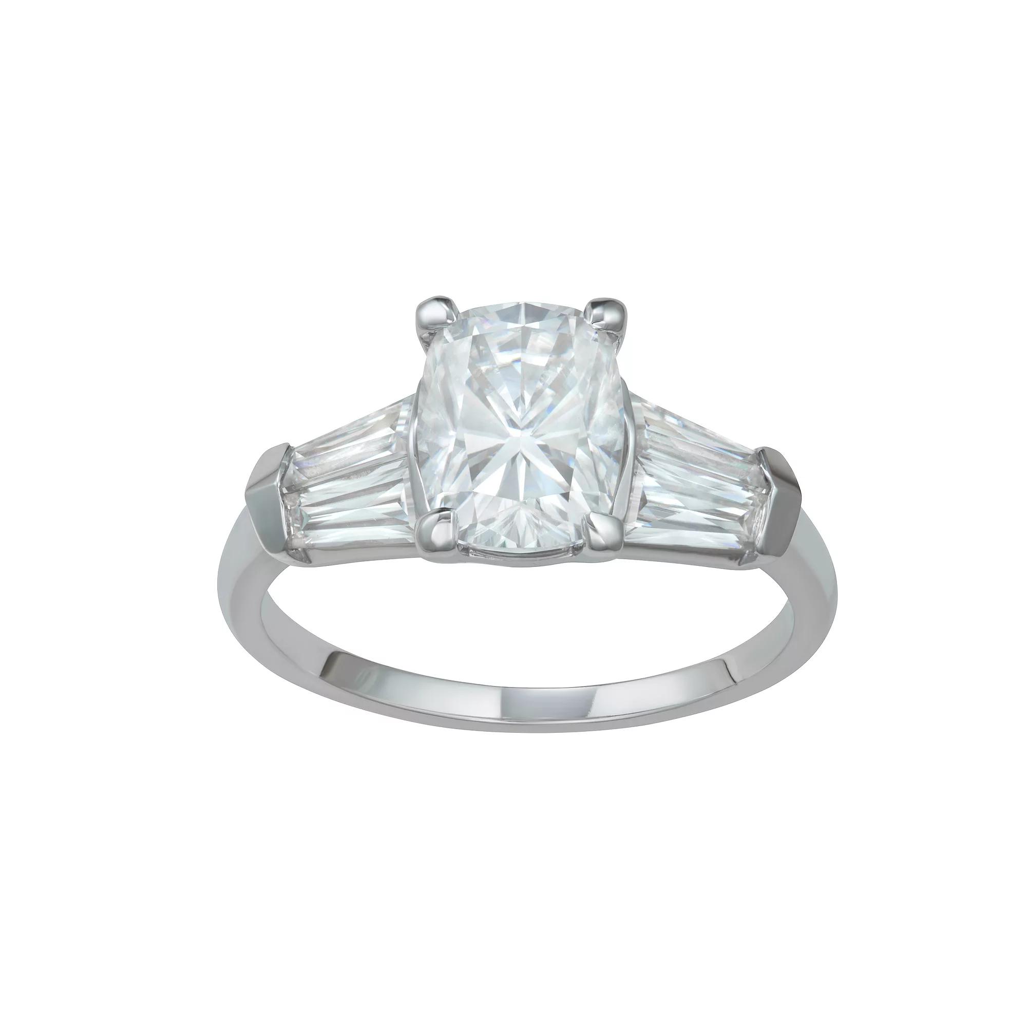 Charles & Colvard 14k Gold 3 1/2 Carat T.W. Lab-Created Elongated Cushion Engagement Ring, Women's, Size: 6, White Product Image