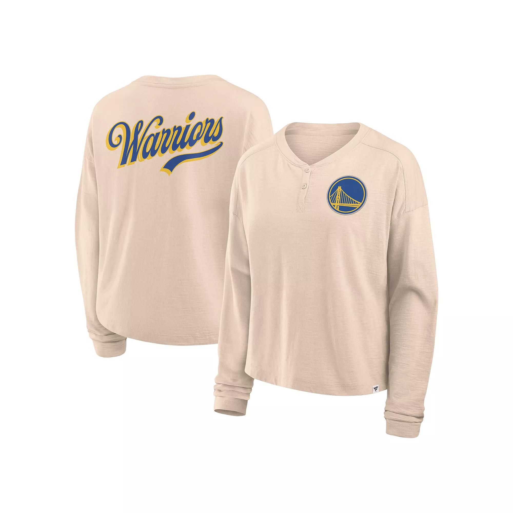 Women's Fanatics Natural Golden State Warriors Boxed Out Drop Fashion Long Sleeve T-Shirt, Size: Large, Beige Product Image