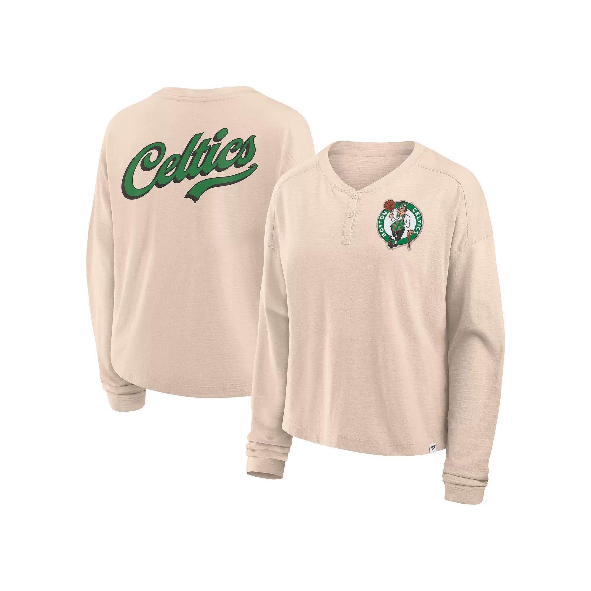 Women's Fanatics Natural Boston Celtics Boxed Out Drop Fashion Long Sleeve T-Shirt,  Product Image