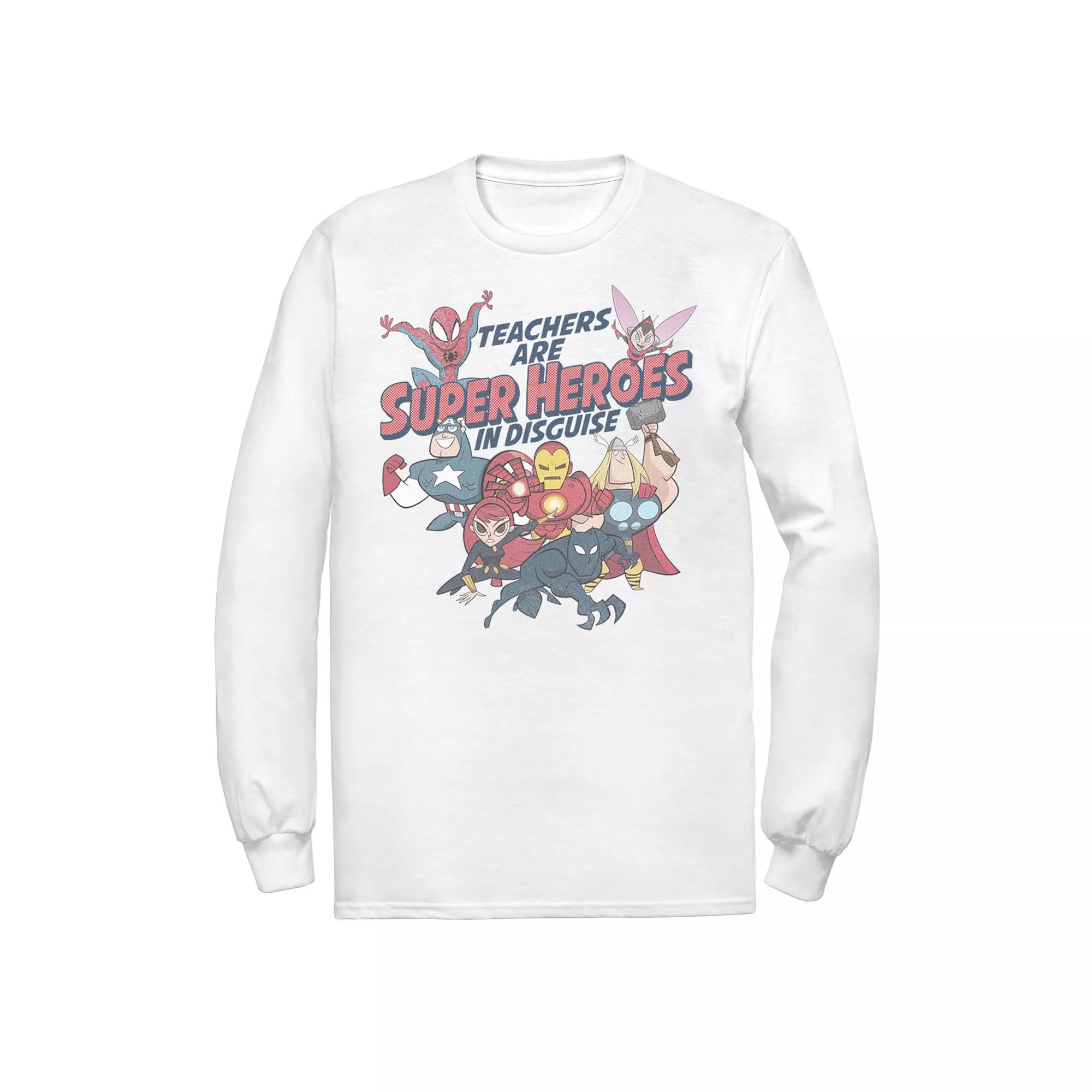 Men's Marvel Group Shot Teachers Are Super Heroes Tee,  Product Image