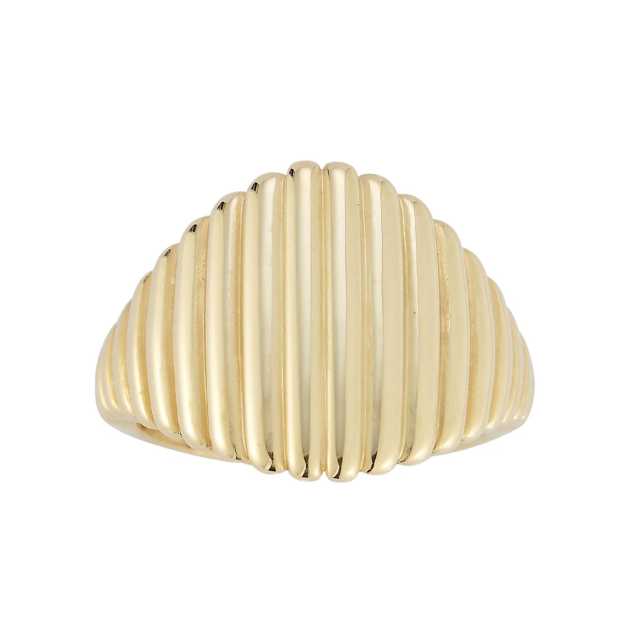 LUMINOR GOLD 14k Gold Bold Ribbed Signet Ring, Womens Product Image