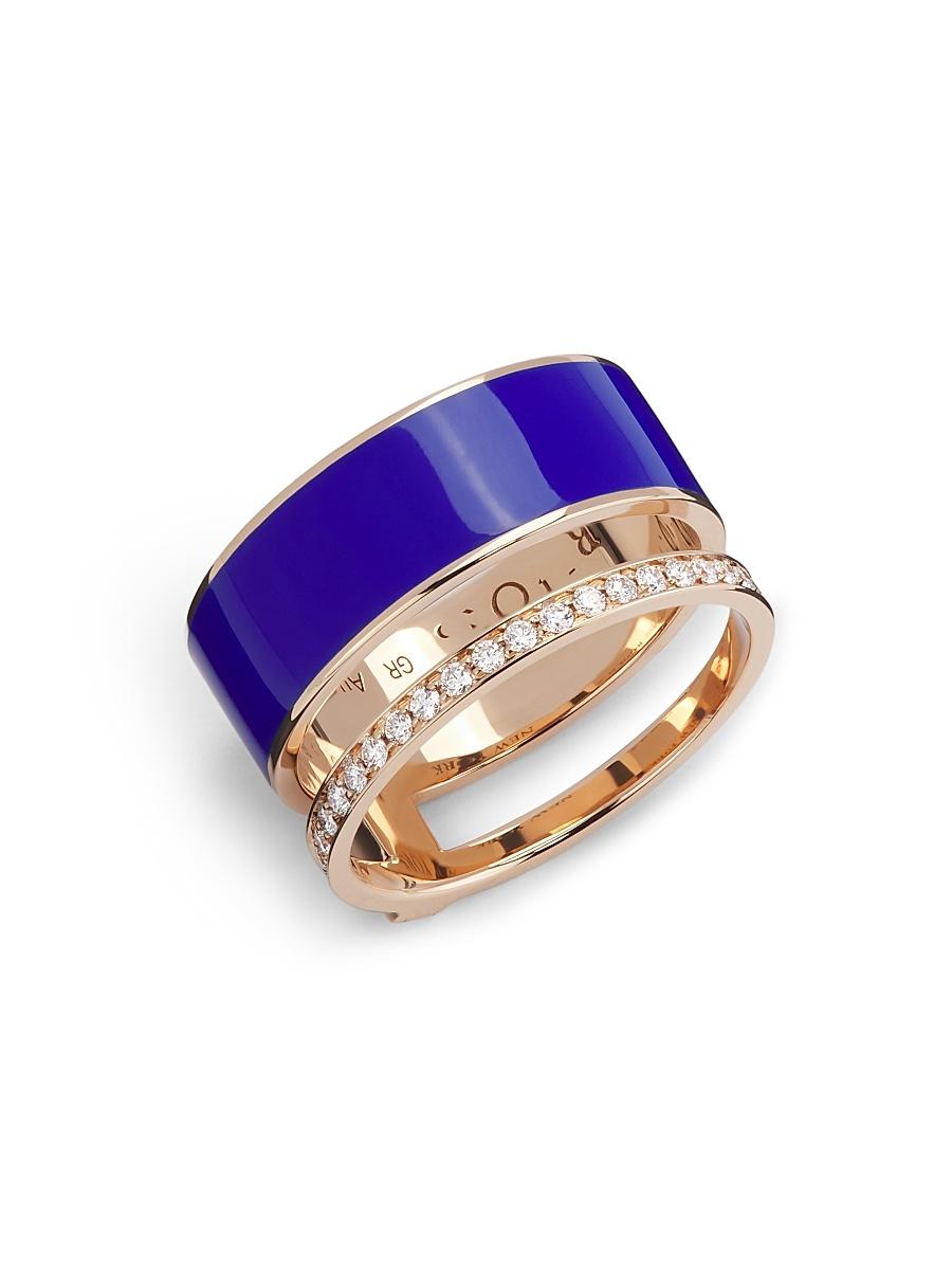 Womens Berbere Chromatic 18K Rose Gold, Lacquer & 0.34 TCW Diamond Double-Band Ring Product Image