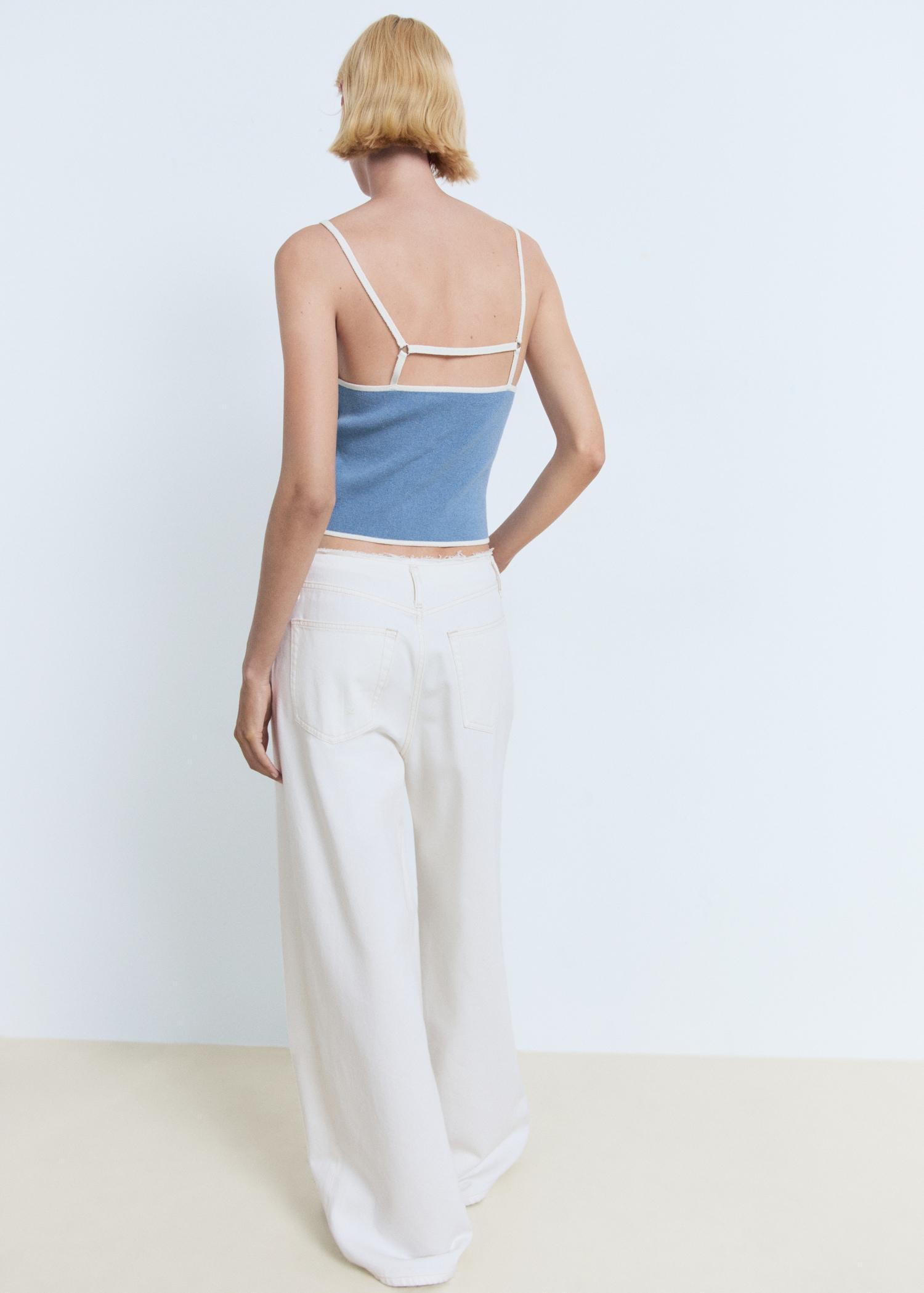 Knitted top with contrasting trim - Women | MANGO USA Product Image