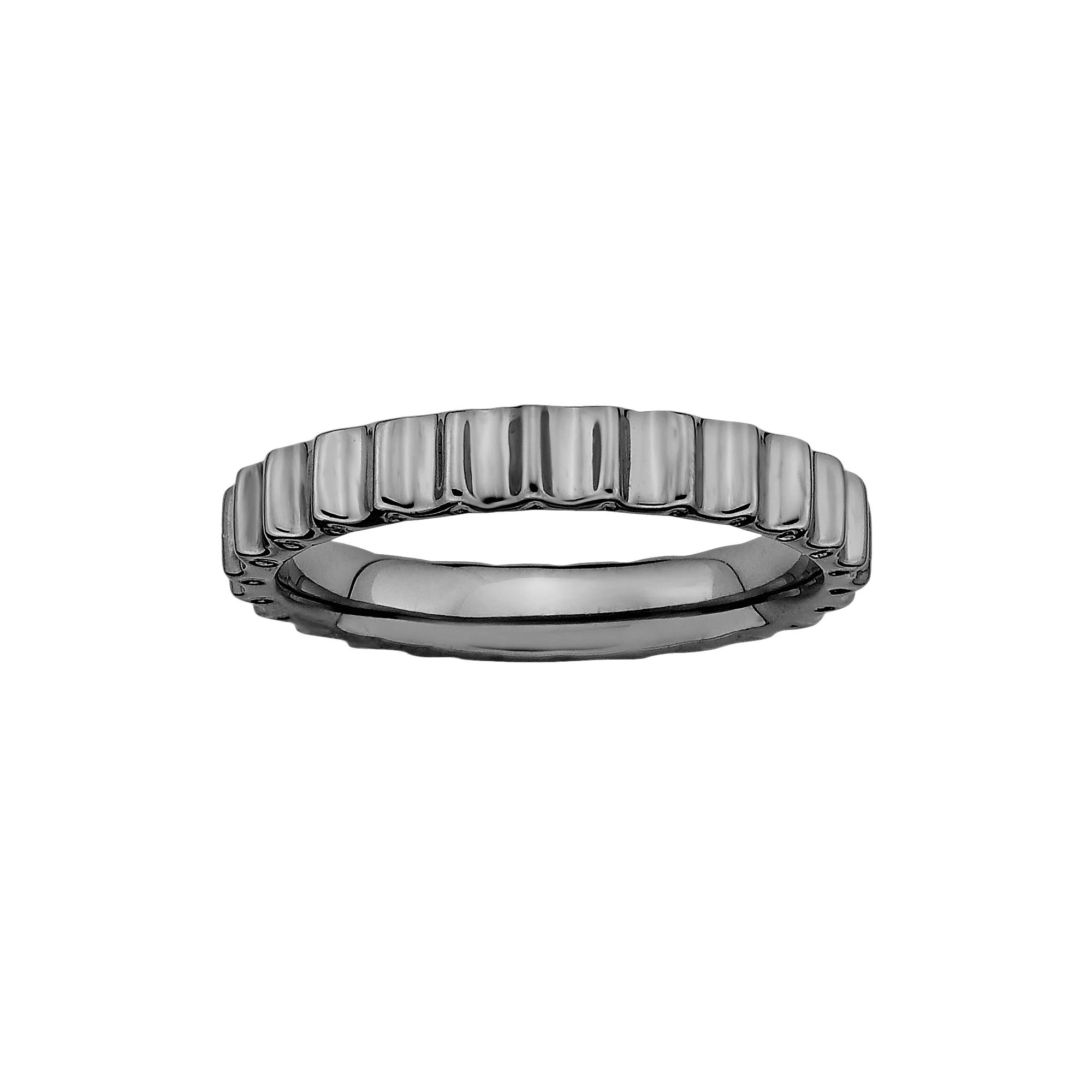Stacks & Stones Ruthenium-Plated Sterling Silver Beveled Stack Ring, Women's, Size: 7, Black Product Image