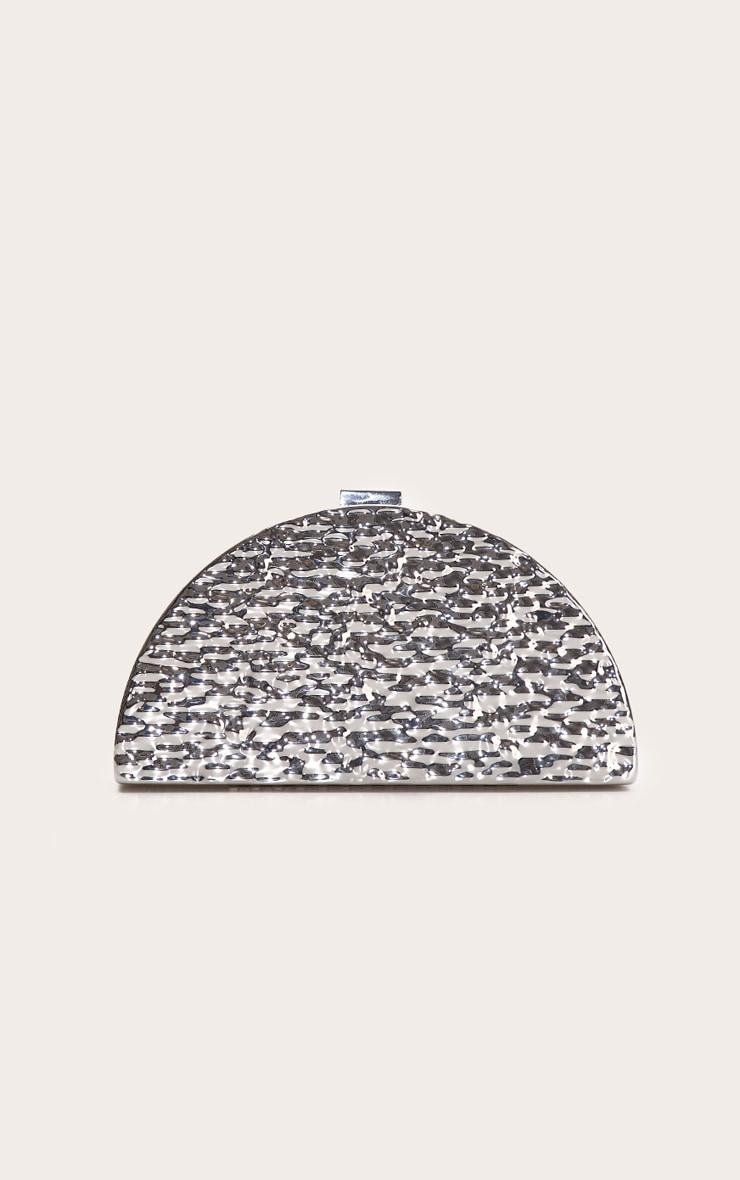 Silver Textured Crescent Clutch Bag Product Image