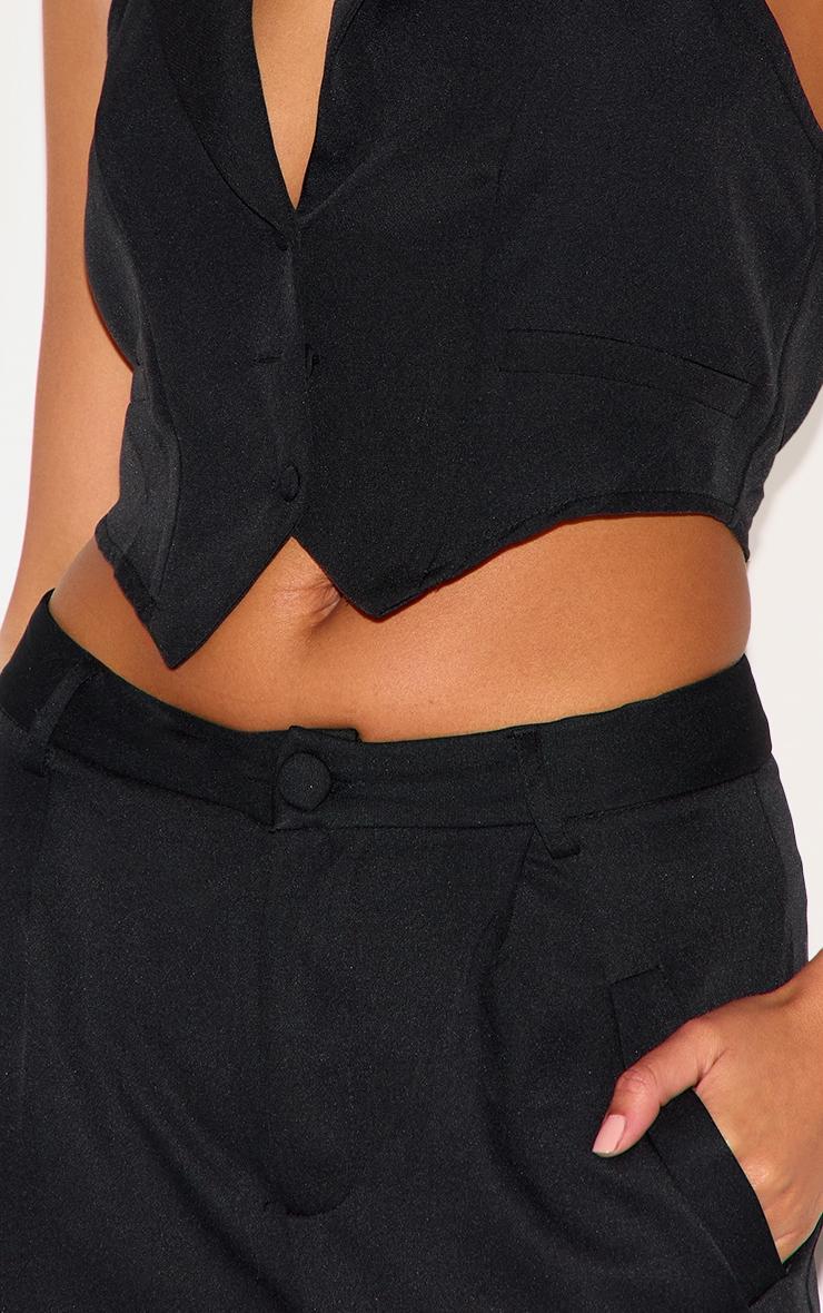 Black Woven Pleat Detail Wide Leg Pants Product Image