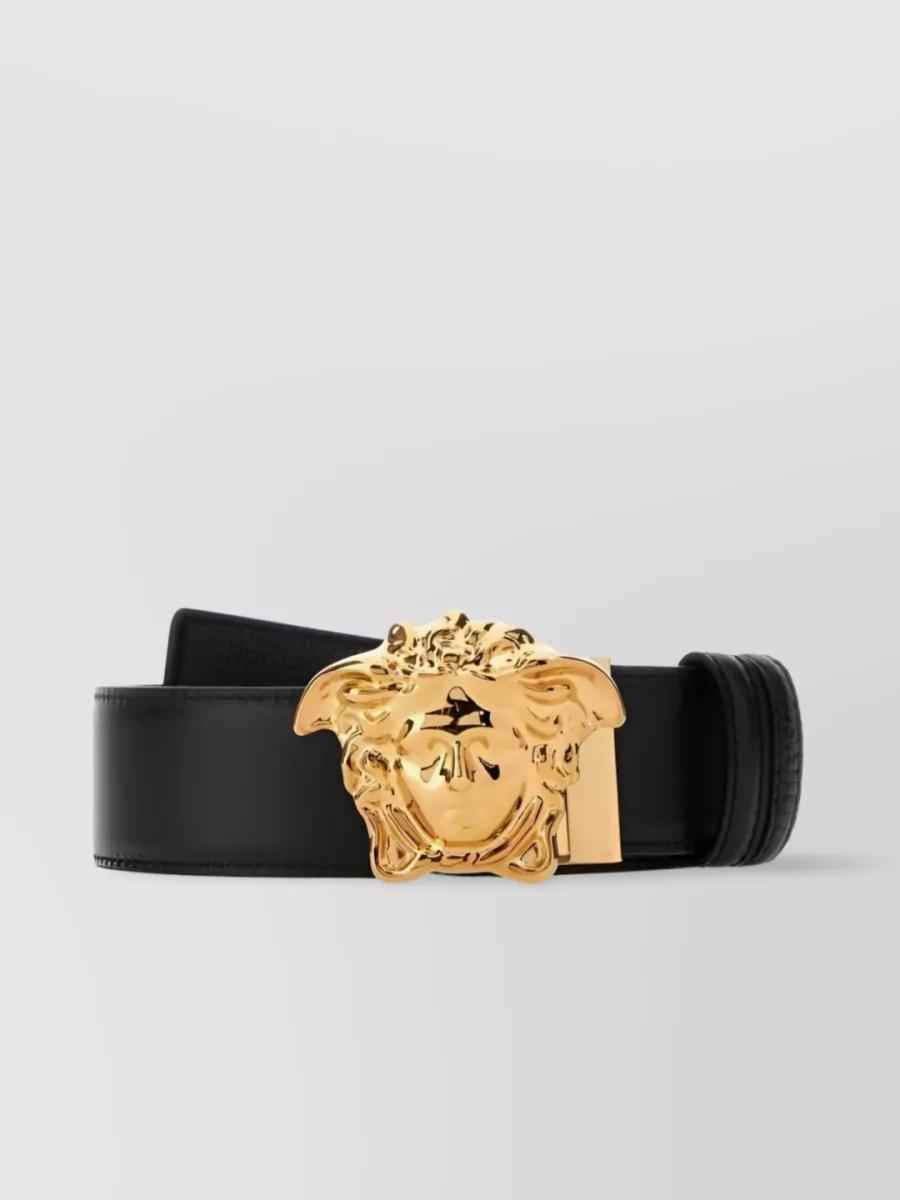VERSACE La Medusa Leather Belt Man Belt Black Size 39.5 Calfskin Product Image