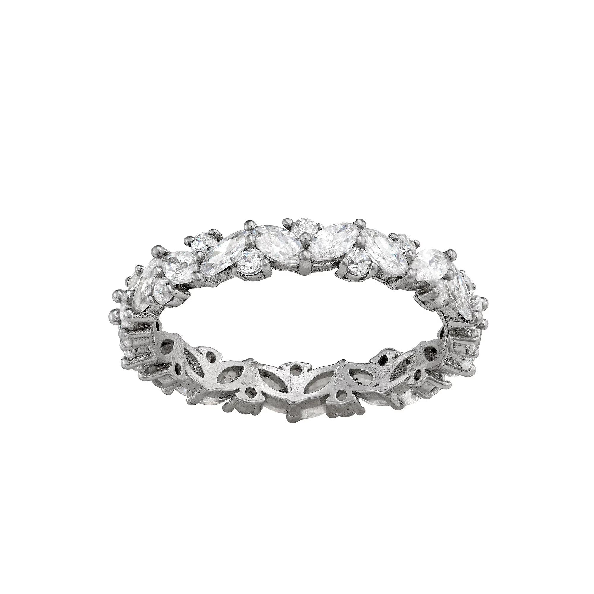 Contessa Di Capri Sterling Silver Cubic Zirconia Round Eternity Ring, Women's, Size: 6 Product Image