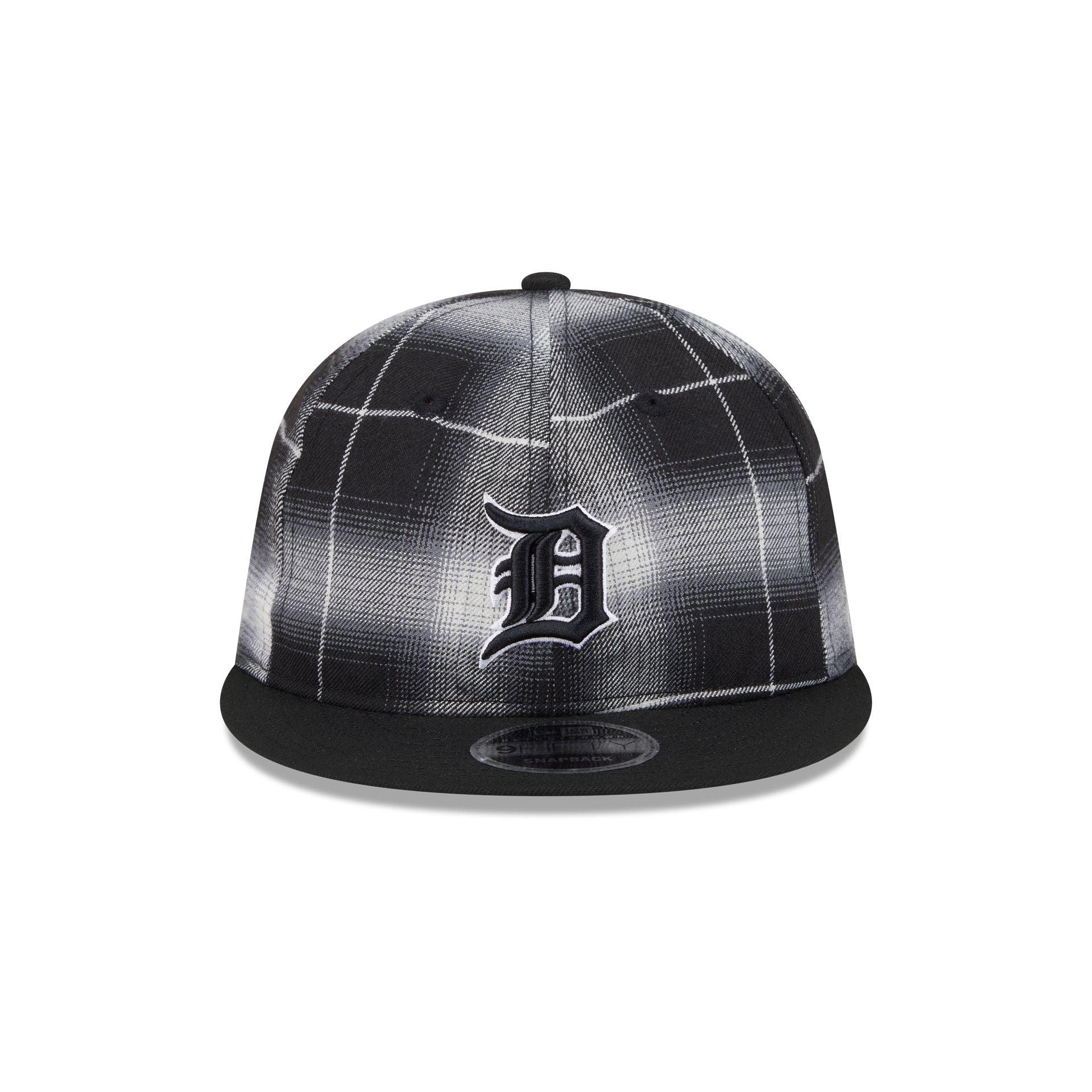 Detroit Tigers Black and White Plaid Retro Crown 9FIFTY Snapback Hat Male Product Image