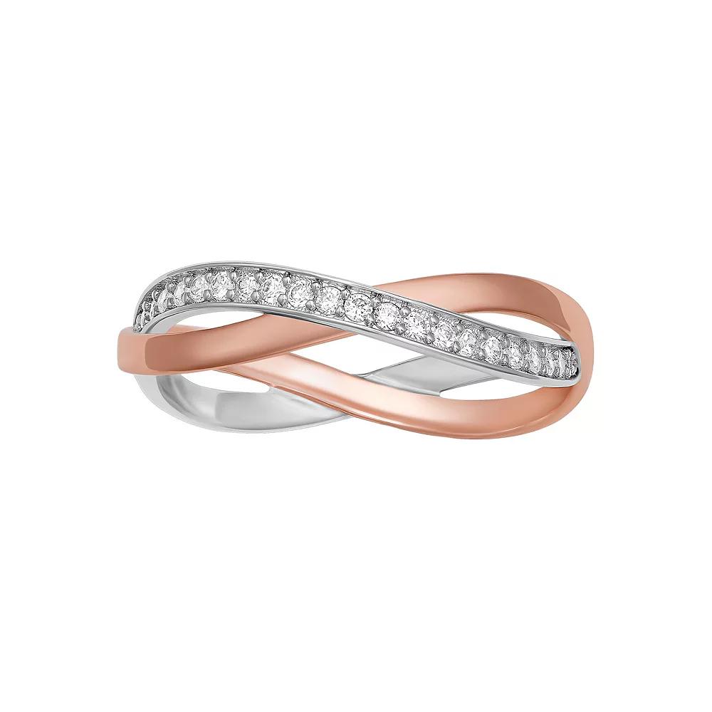 PRIMROSE Sterling Silver Cubic Zirconia Crossover Ring, Women's, Size: 9, Pink Over Sterling Product Image