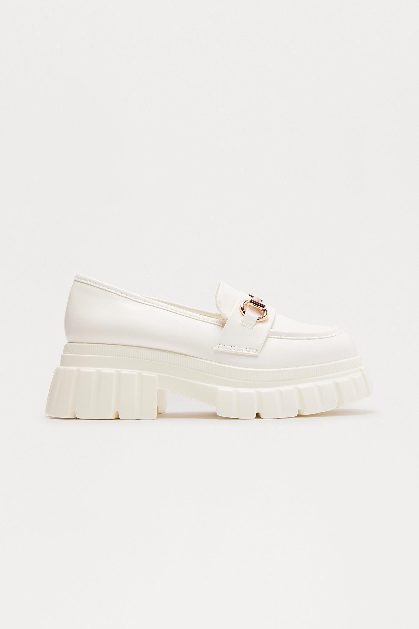 Oxford Hardware Platform Loafers - White Female Product Image