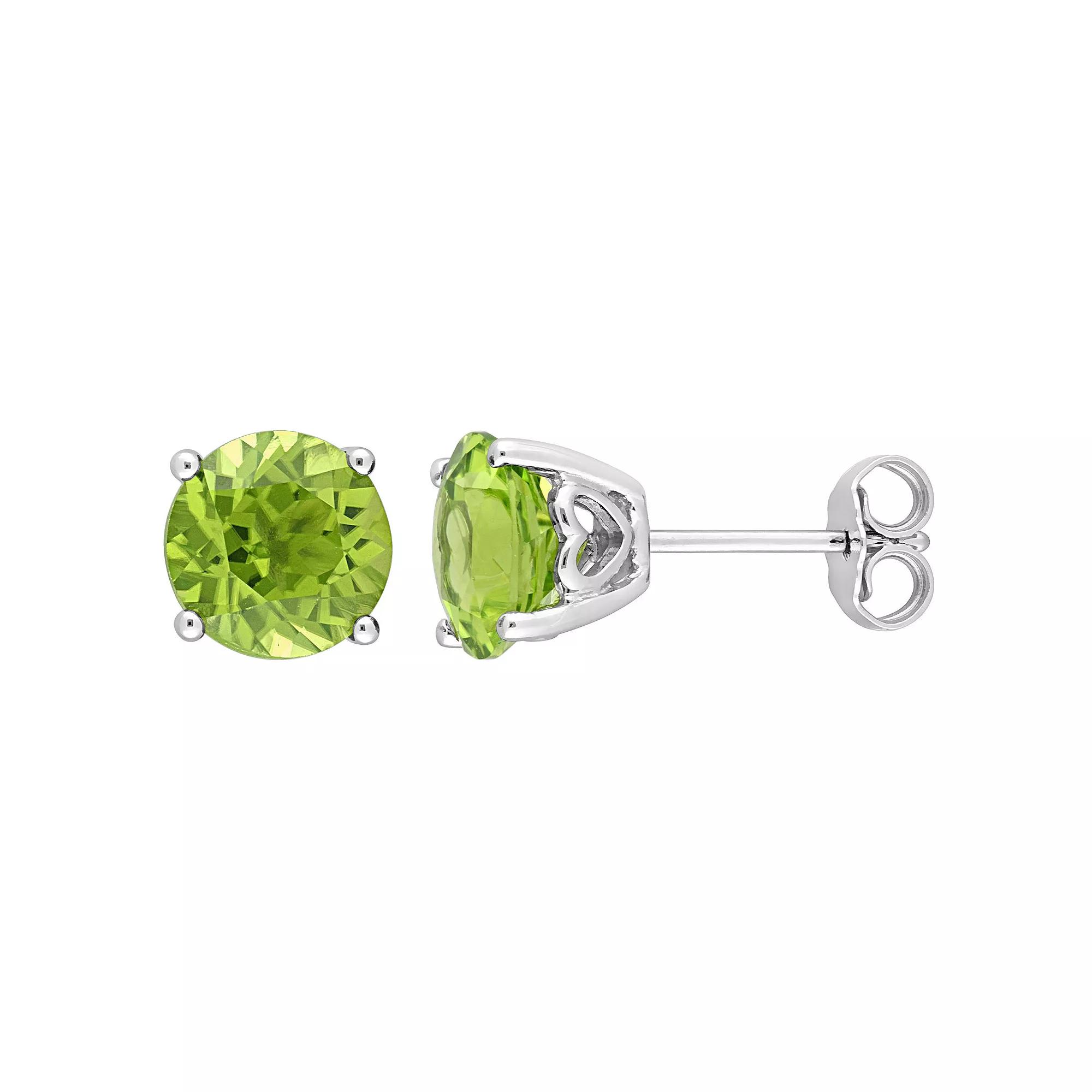 Stella Grace Sterling Silver & Gemstone Round Stud Earrings, Women's, Peridot Product Image