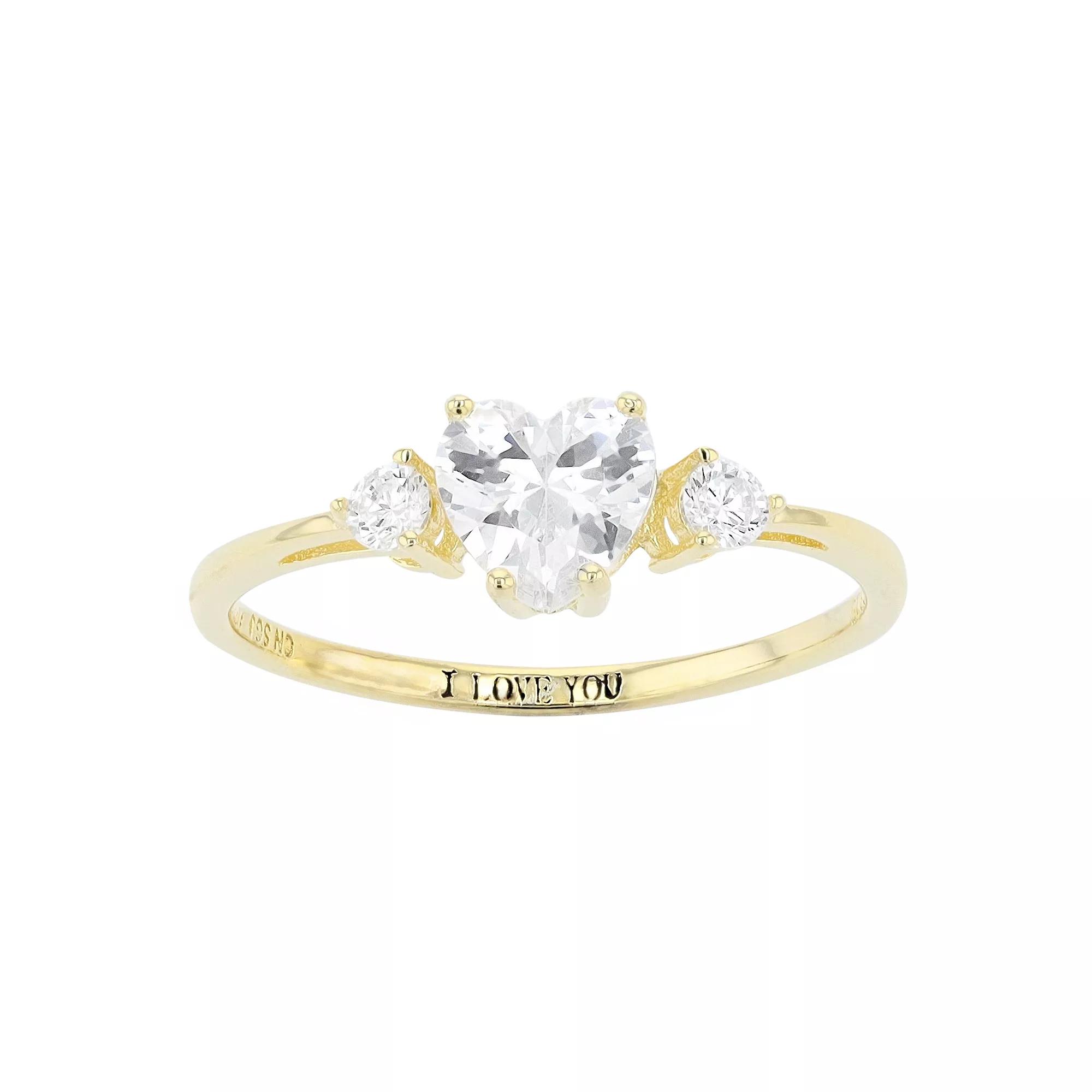 Stella Valentino 14k Gold Over Silver Lab Created Moissanite Heart Ring, Womens Gold Tone Product Image