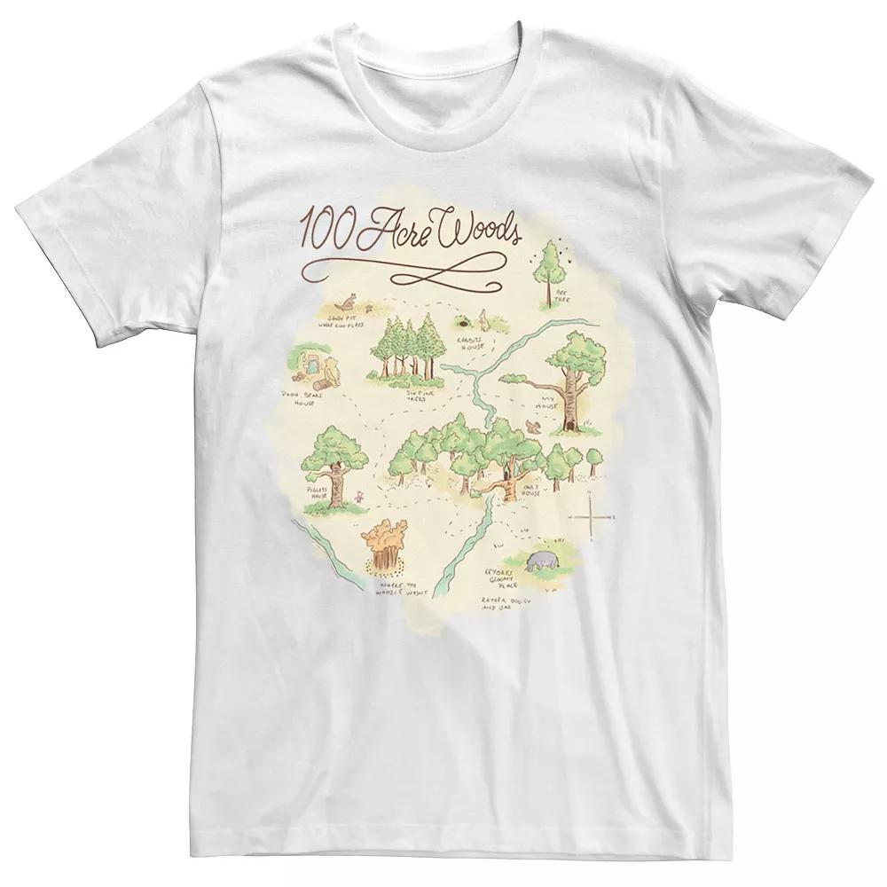 Disney's Winnie The Pooh 100 Acre Woods Map Men's Tee, Size: XXL, White Product Image