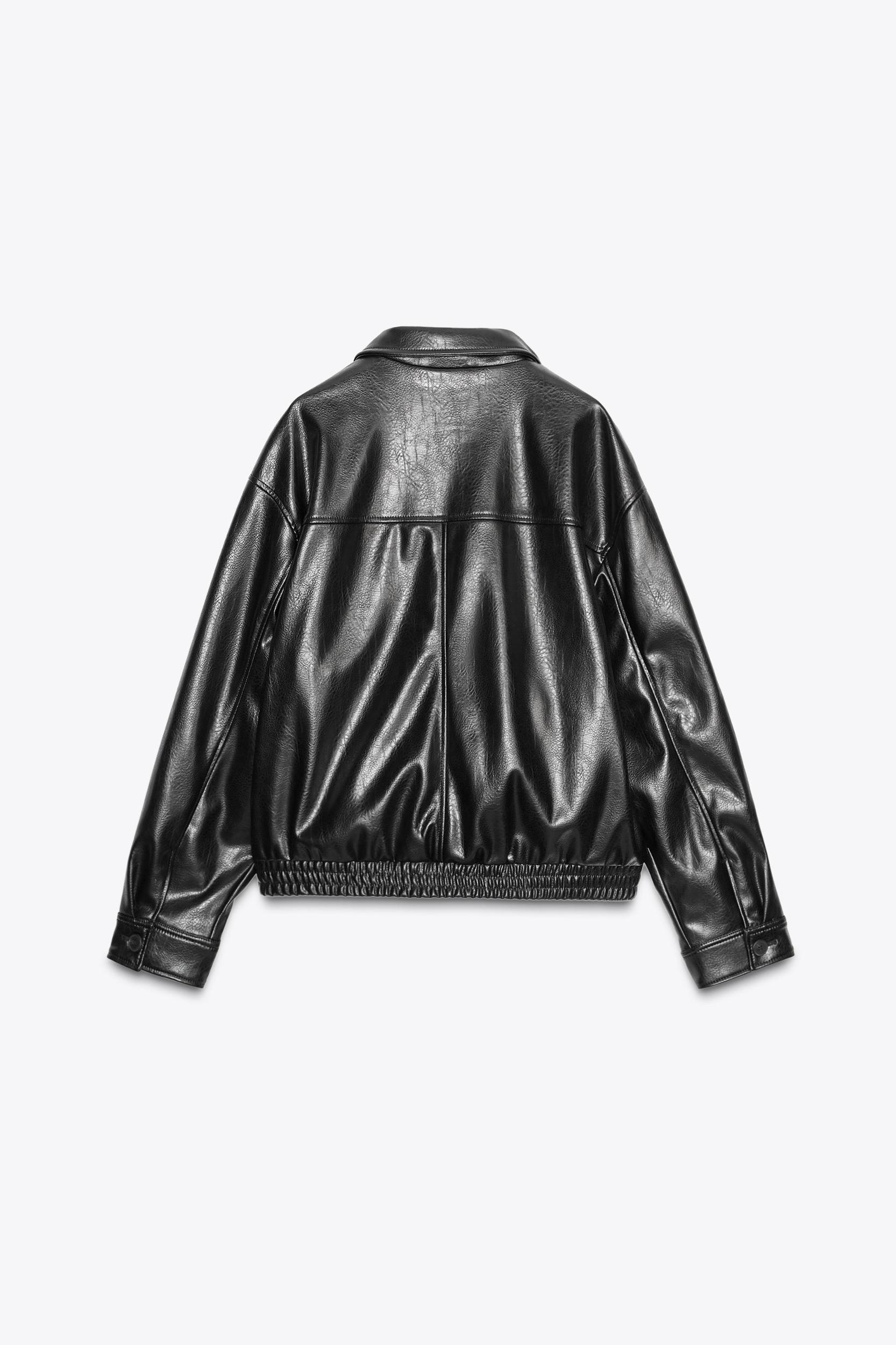 FAUX LEATHER BOMBER JACKET Product Image