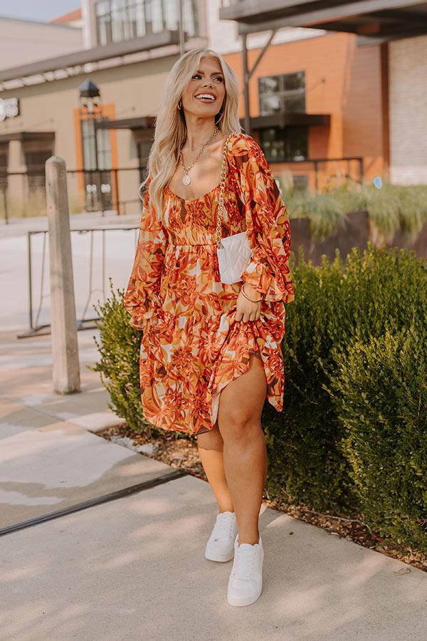 Fall Foliage Smocked Mini Dress Curves Product Image