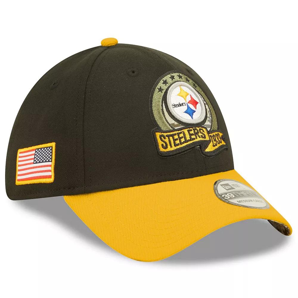 Men's New Era Black/Yellow Pittsburgh Steelers 2022 Salute To Service 39THIRTY Flex Hat, Size: Large/XL Product Image