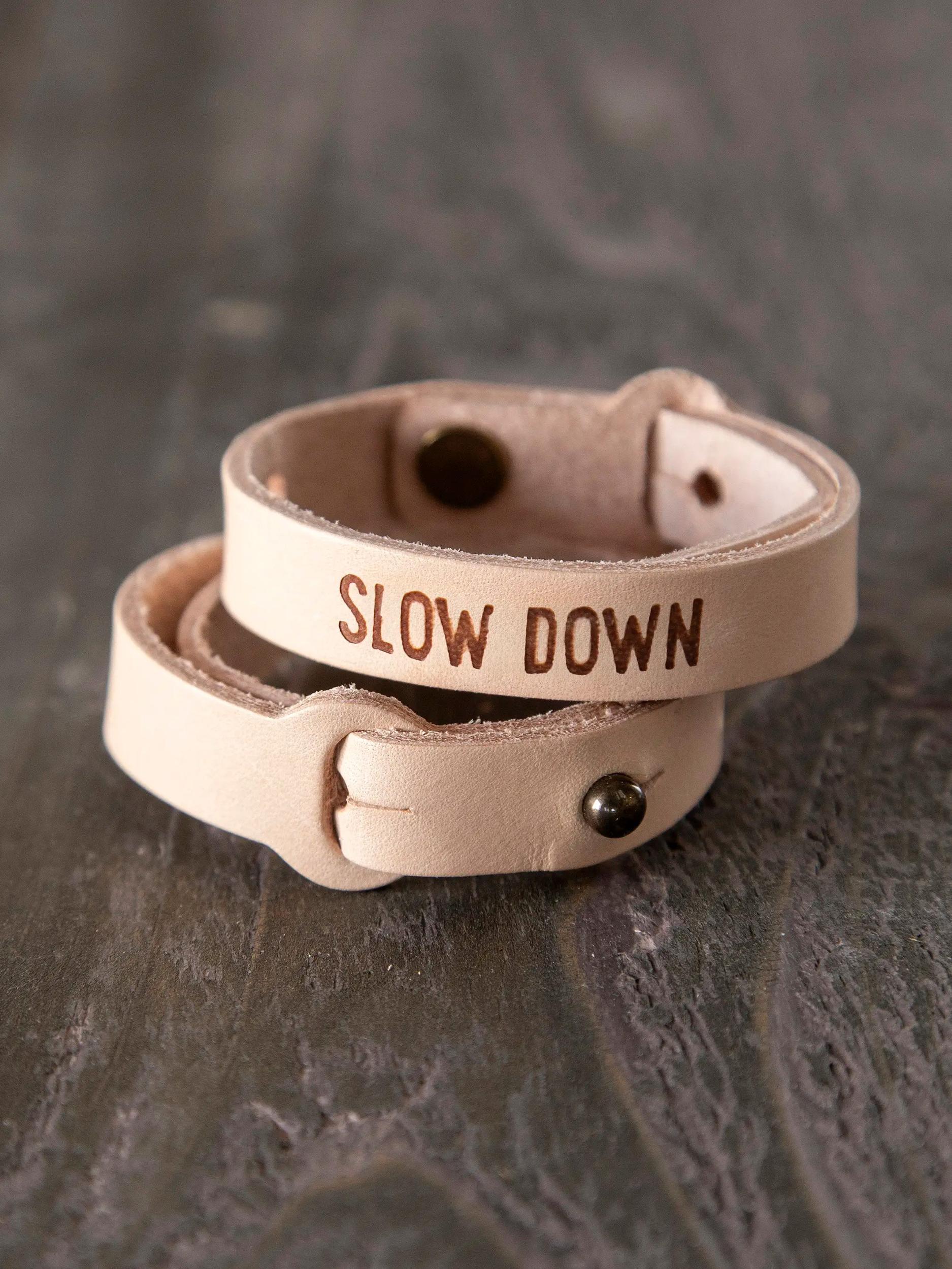 Natural Leather Bracelet - Slow Down Product Image