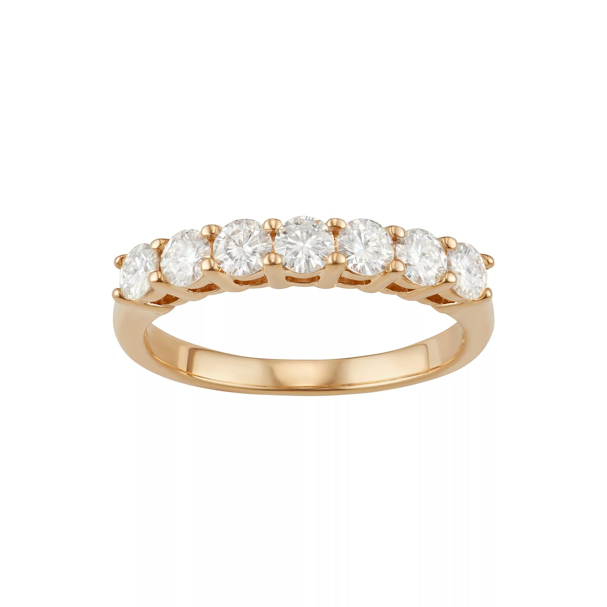 14k Gold 3/4 Carat T.W. Lab-Created Moissanite 7-Stone Wedding Band, Women's, Size: 5, Yellow Product Image