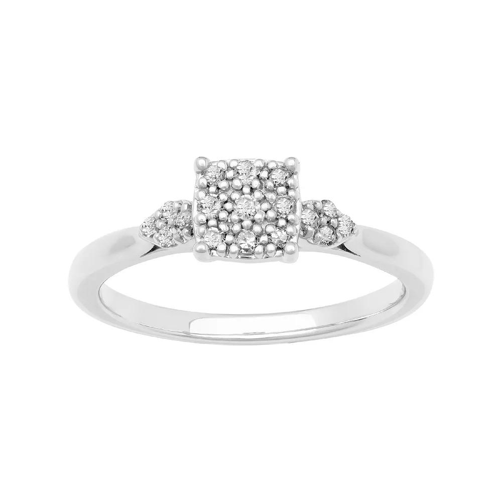Love Always Sterling Silver 1/6 Carat T.W. Diamond Square Shape Promise Ring, Women's, Size: 5 Product Image