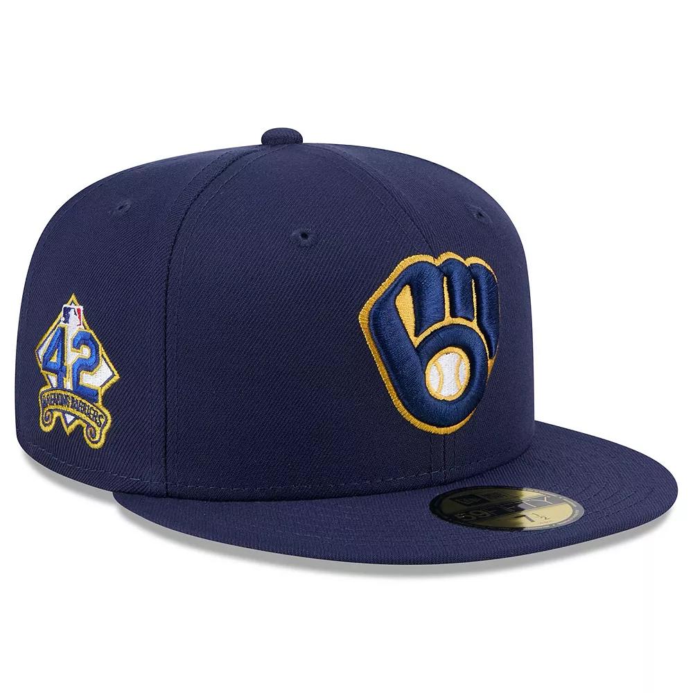 Men's New Era  Navy Milwaukee Brewers 2025 Jackie Robinson Day 59FIFTY Fitted Hat, Size: 7 5/8, Blue Product Image
