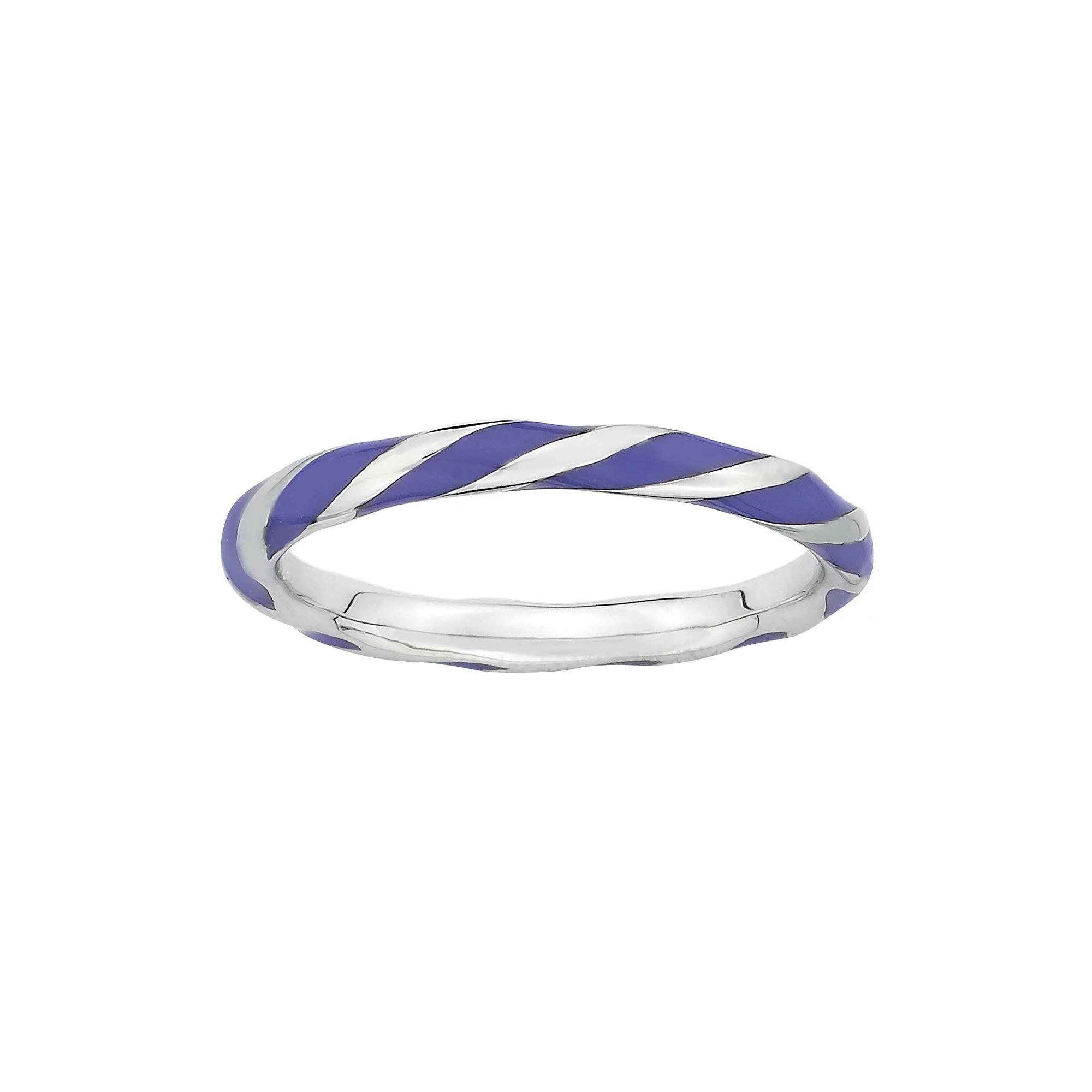 Stacks & Stones Sterling Silver Purple Enamel Twist Stack Ring, Women's, Size: 8 Product Image