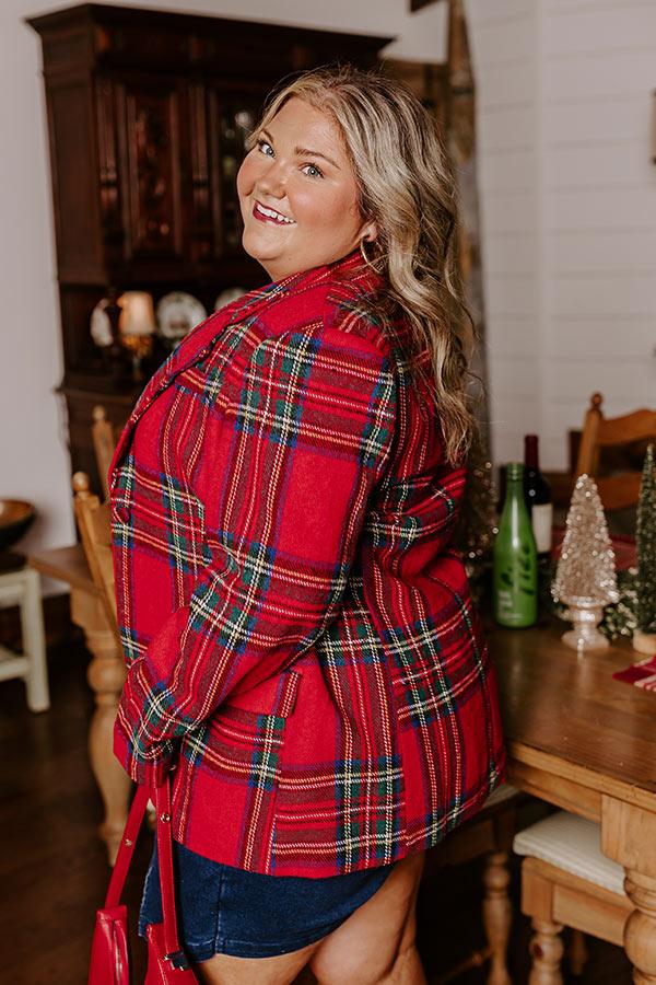 Cheerful Smile Plaid Blazer Curves Product Image